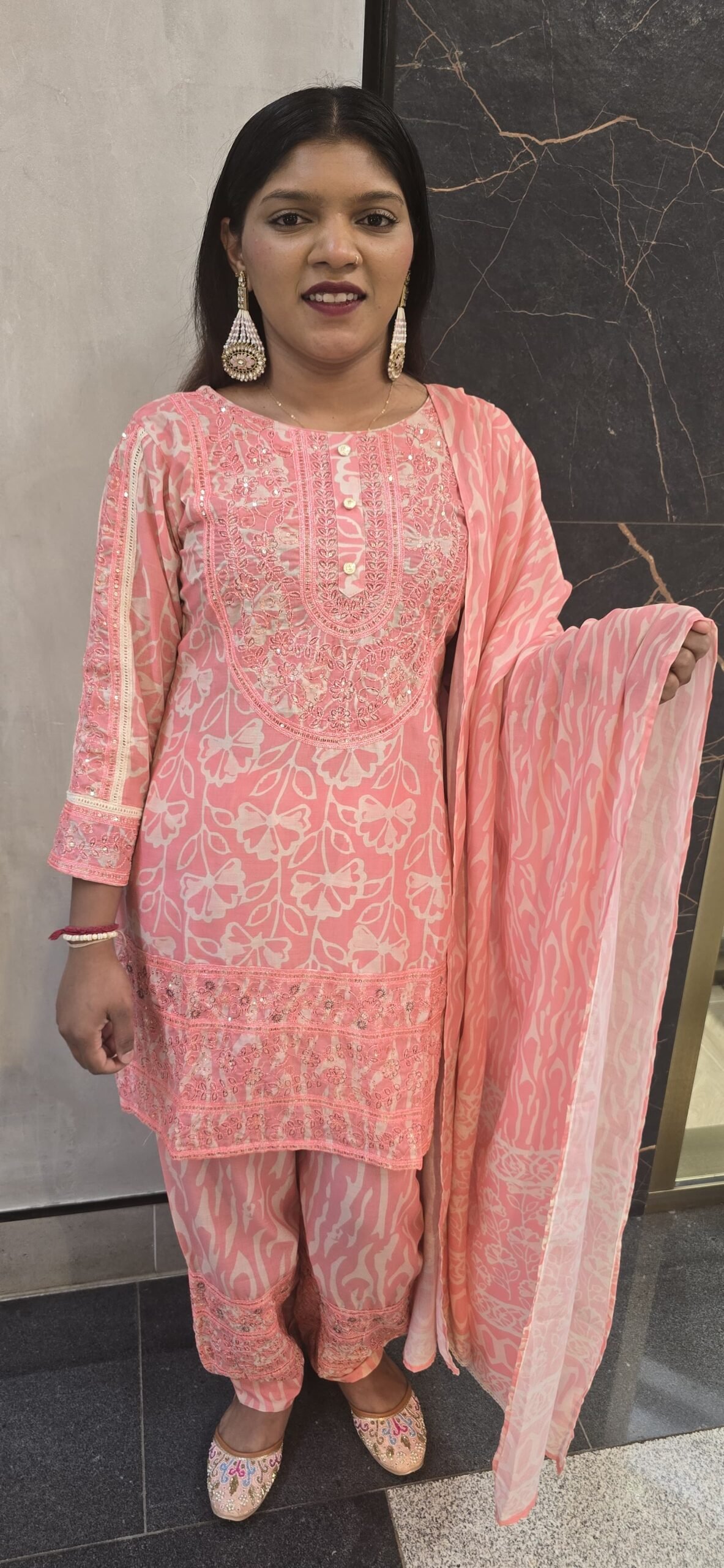 Light Pink Short Kurti Suit set 1A