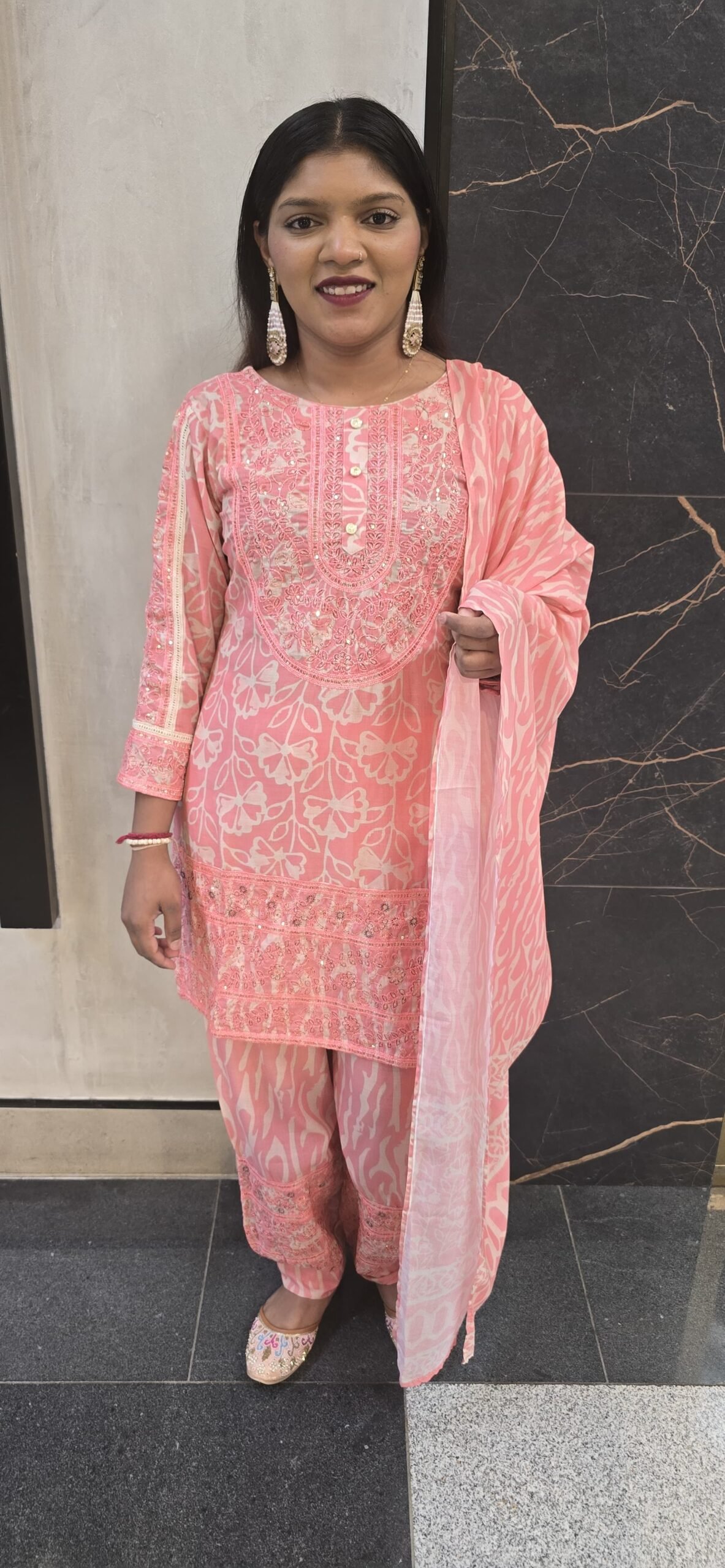 Peach pink suit 1