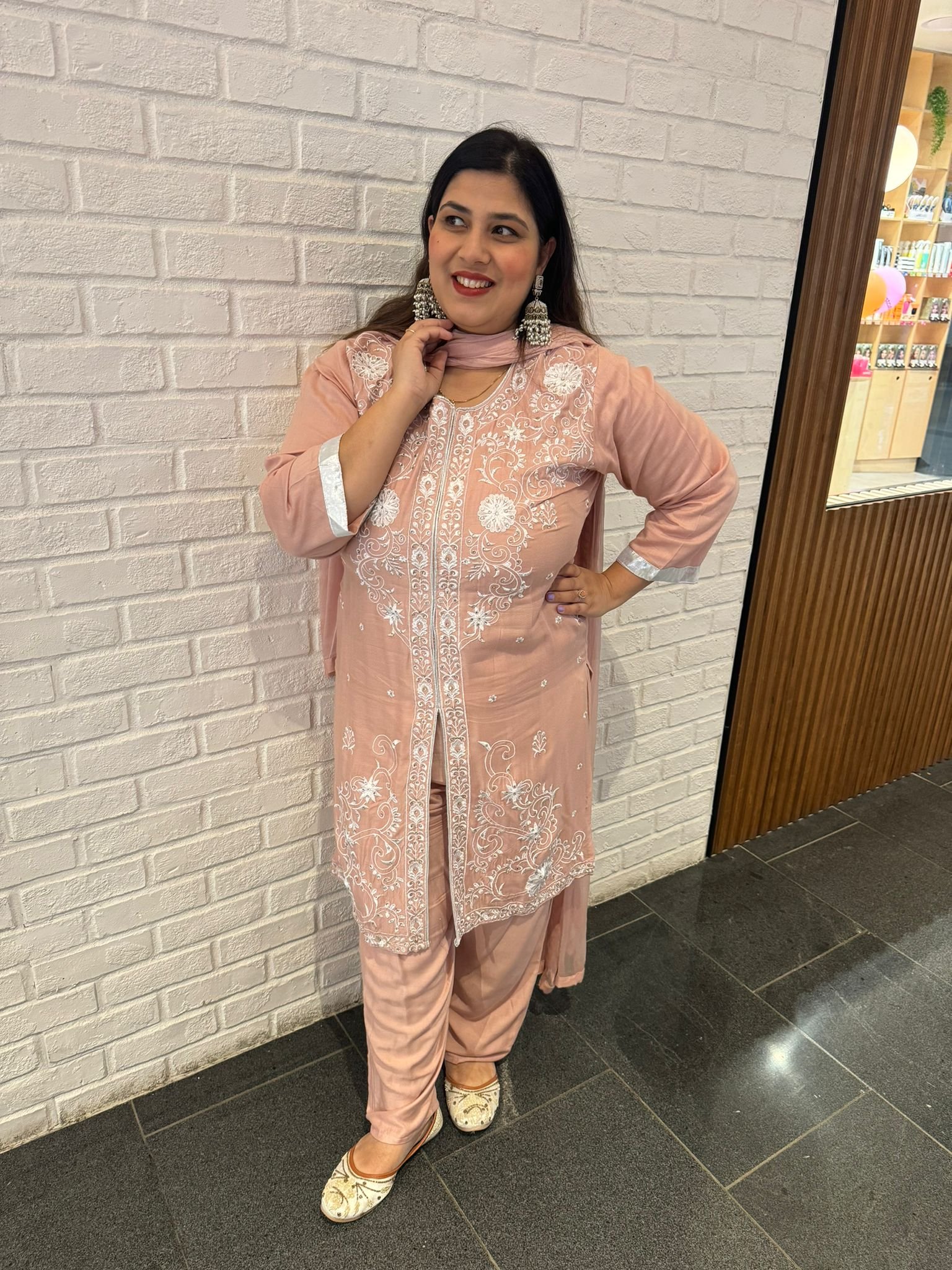 Rayon Maslin Suit With Heavy Embroidery and Plain Dupatta - Image 13