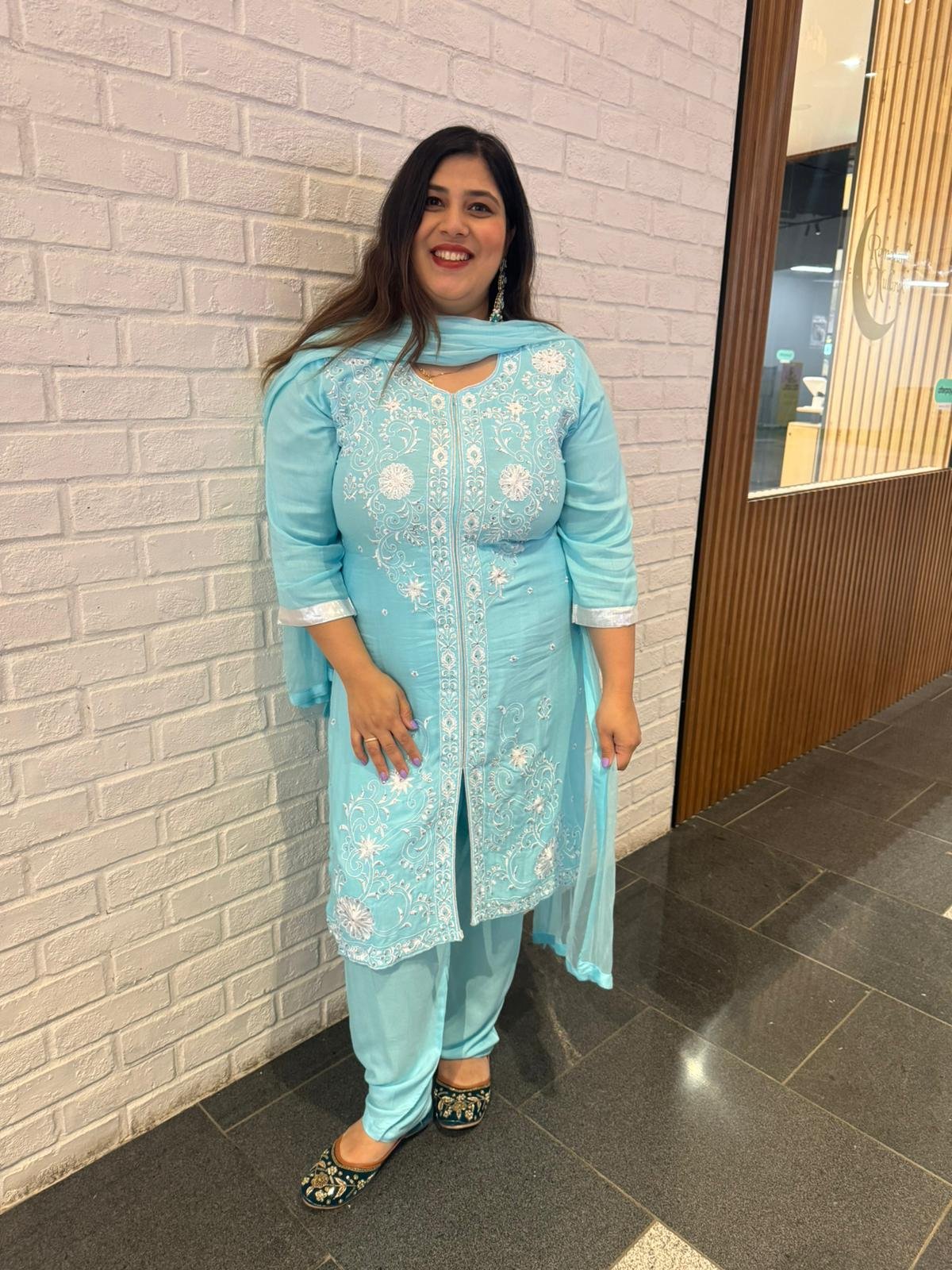 Rayon Maslin Suit With Heavy Embroidery and Plain Dupatta - Image 7