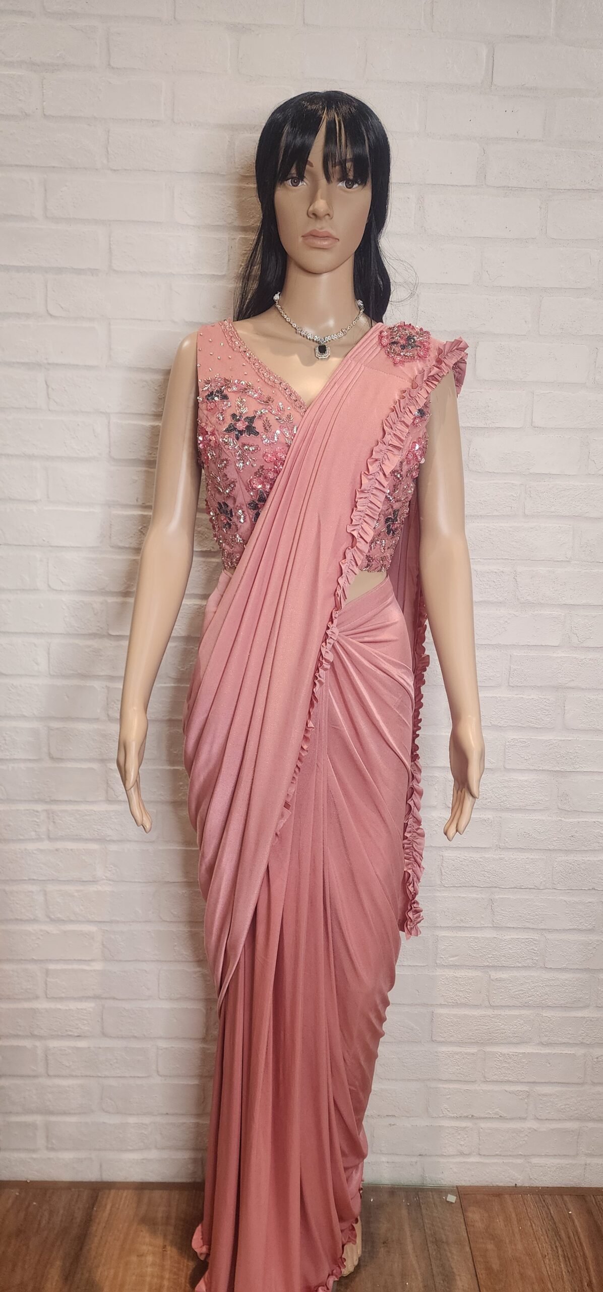 PInk Pre-Stitched Saree with Blouse PInk Pre-Stitched Saree with Blouse