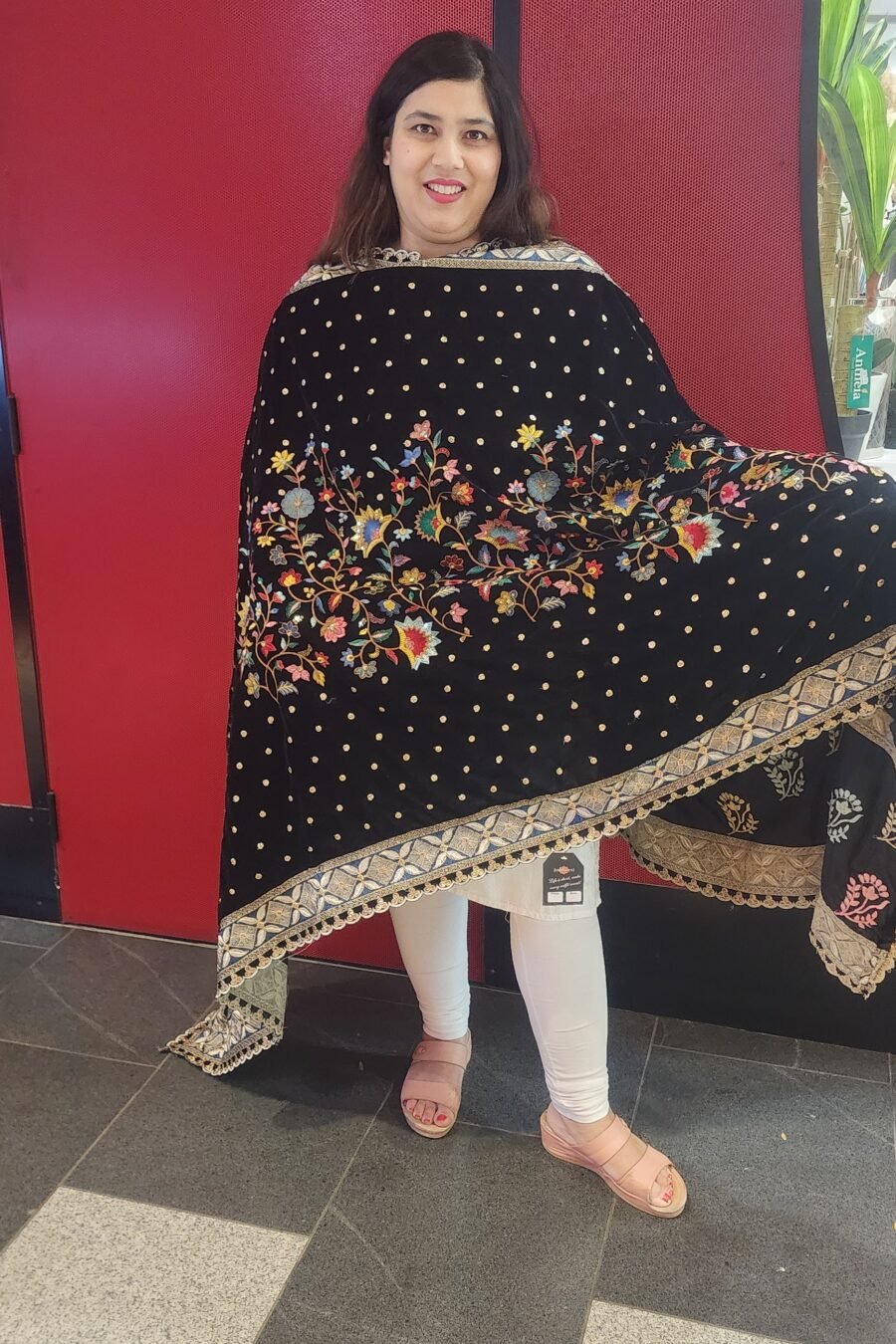 Black Heavy Embroidery Work Dupatta