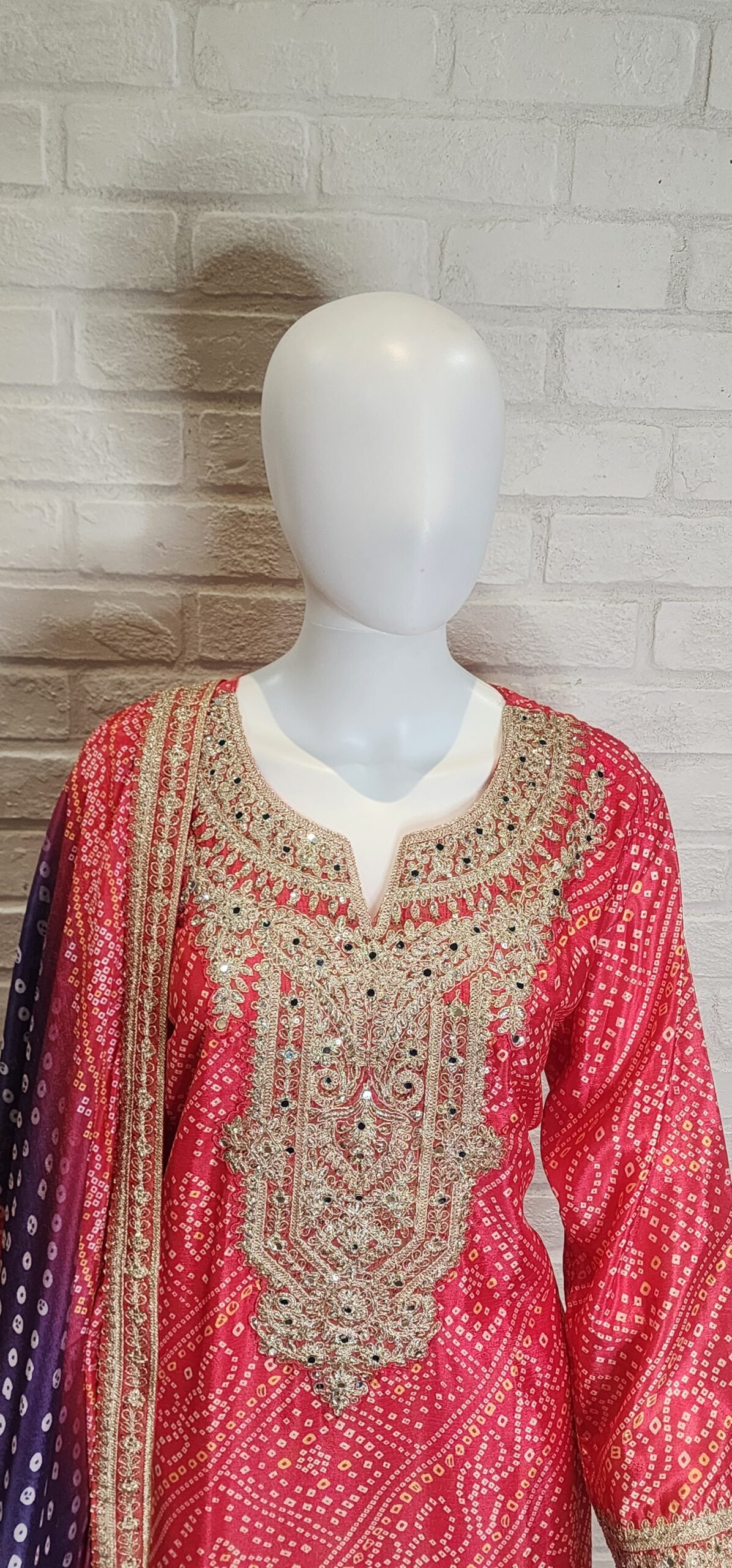 Purple Pink Bandhini Chinnon Sharara Suit - Image 2