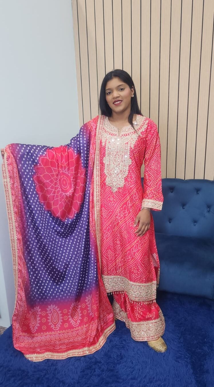 Bandhini Chinnon Sharara Suit
