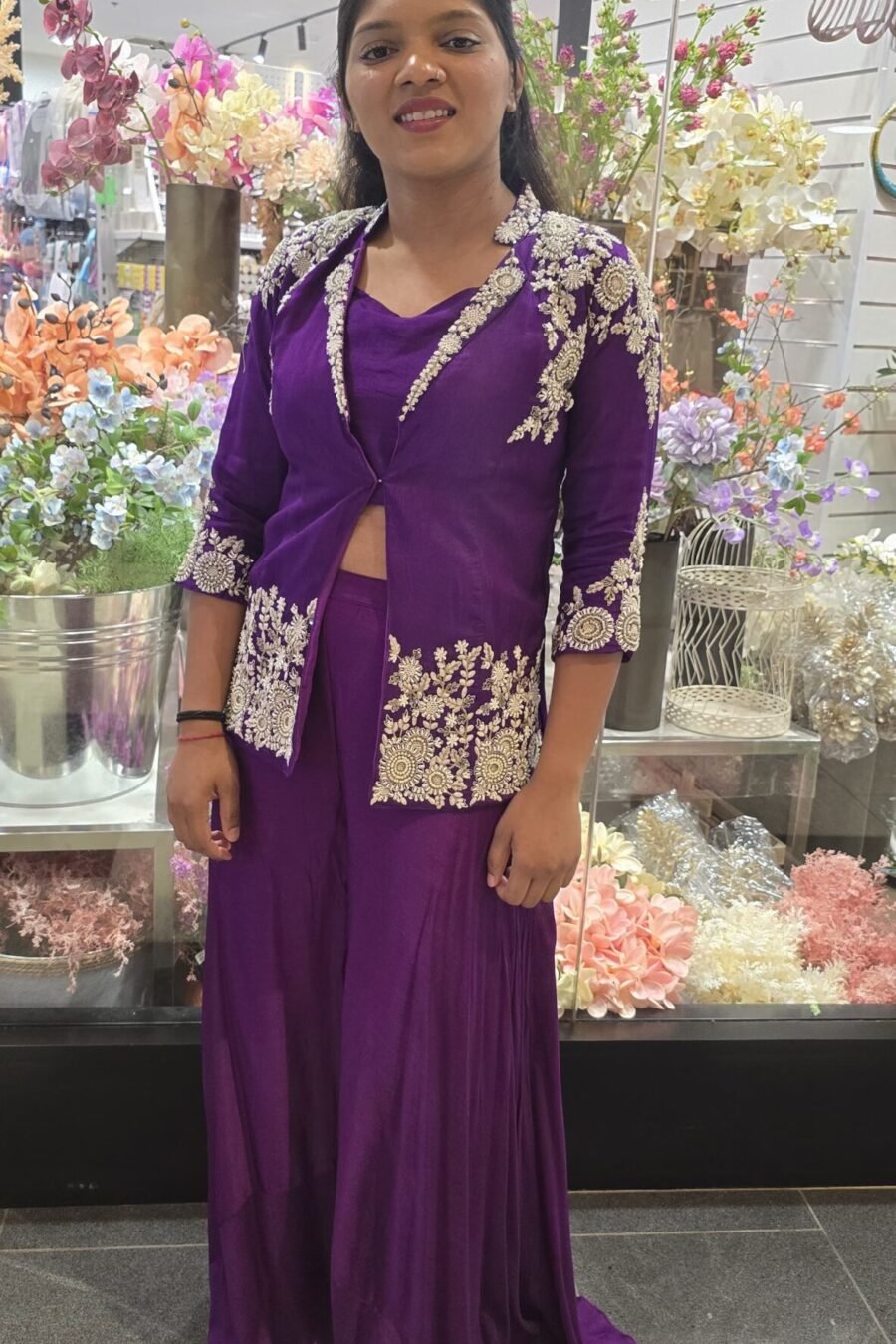 Purple Chinnon Indowestern Cord Set