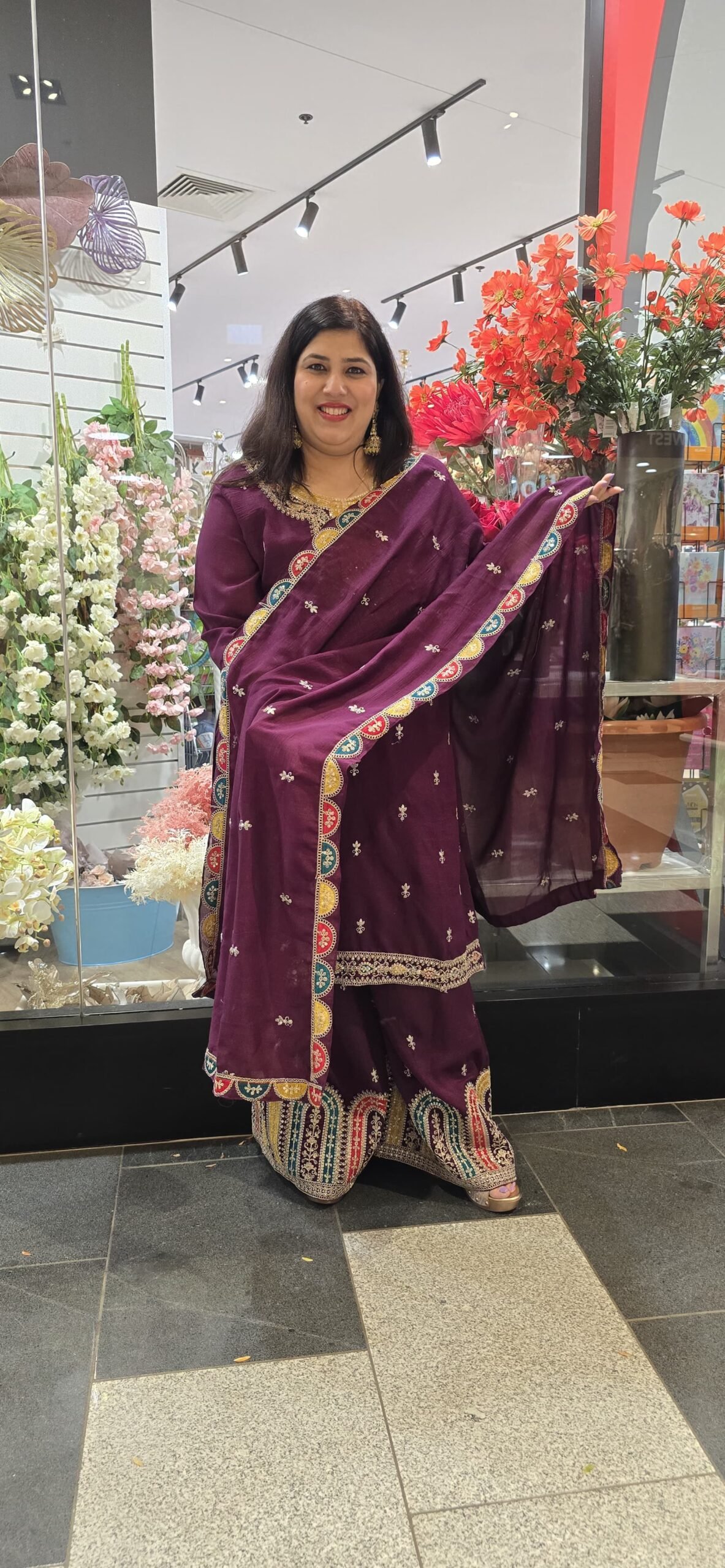 Wine Chinnon Silk Garara Suit Wine Chinnon Silk Garara Suit