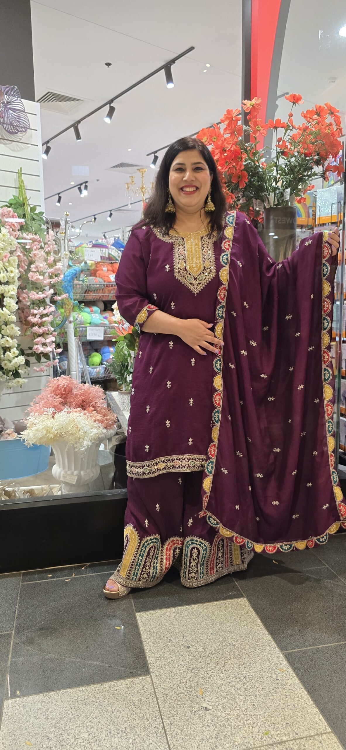 Wine Chinnon Silk Garara Suit Wine Chinnon Silk Garara Suit