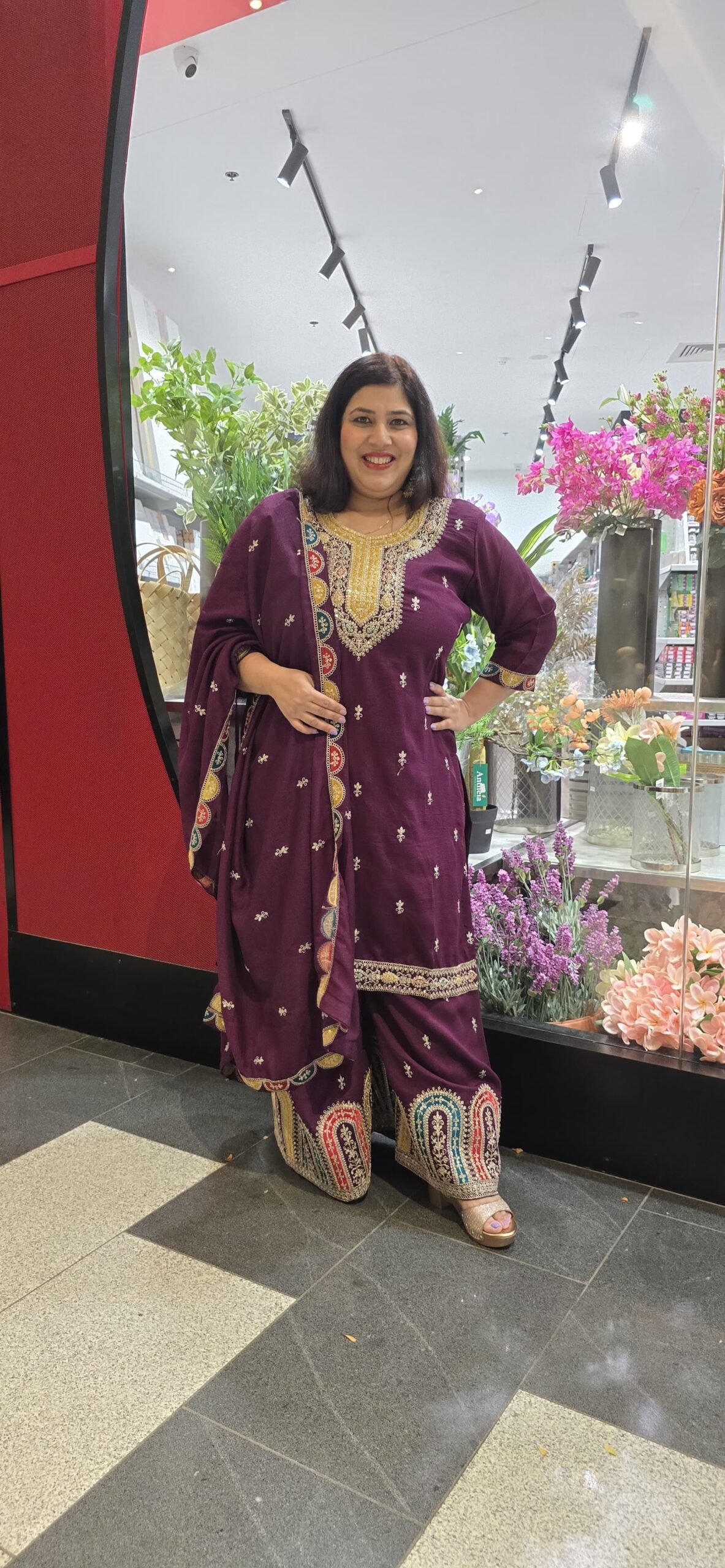 Wine Chinnon Silk Garara Suit Wine Chinnon Silk Garara Suit