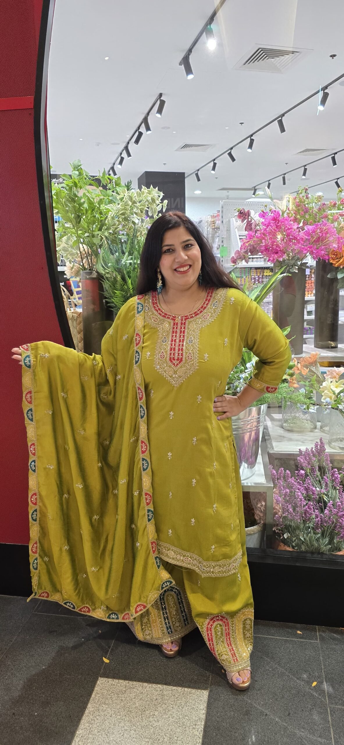 Mehendi Green Chinnon Silk Garara Suit Mehendi Green Chinnon Silk Garara Suit
