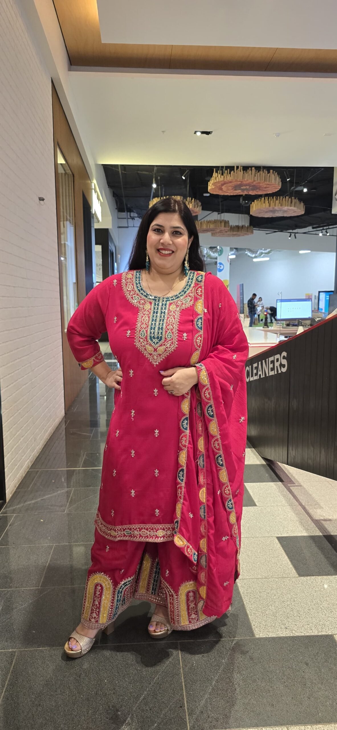 Hot Pink Chinnon Silk Garara Suit