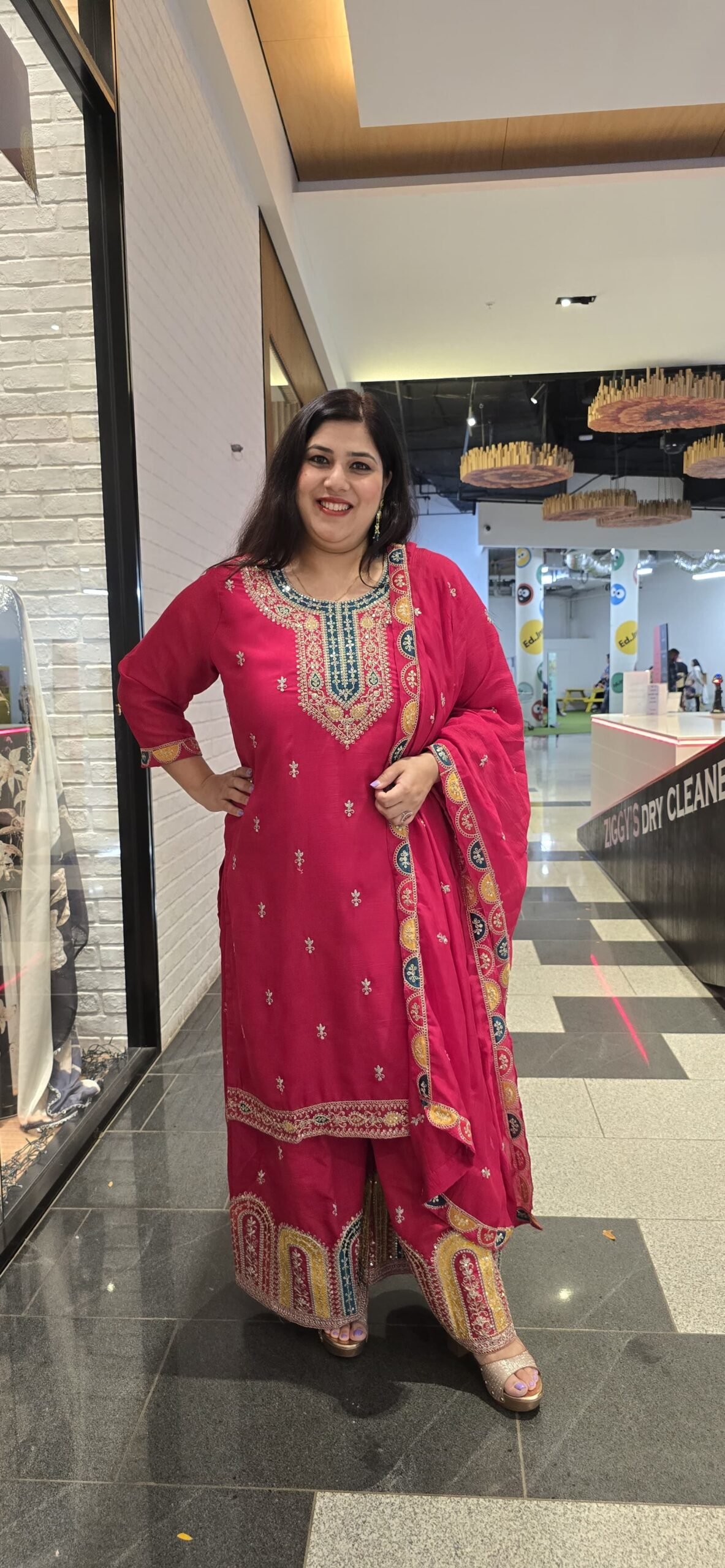 Hot Pink Chinnon Silk Garara Suit - Image 6