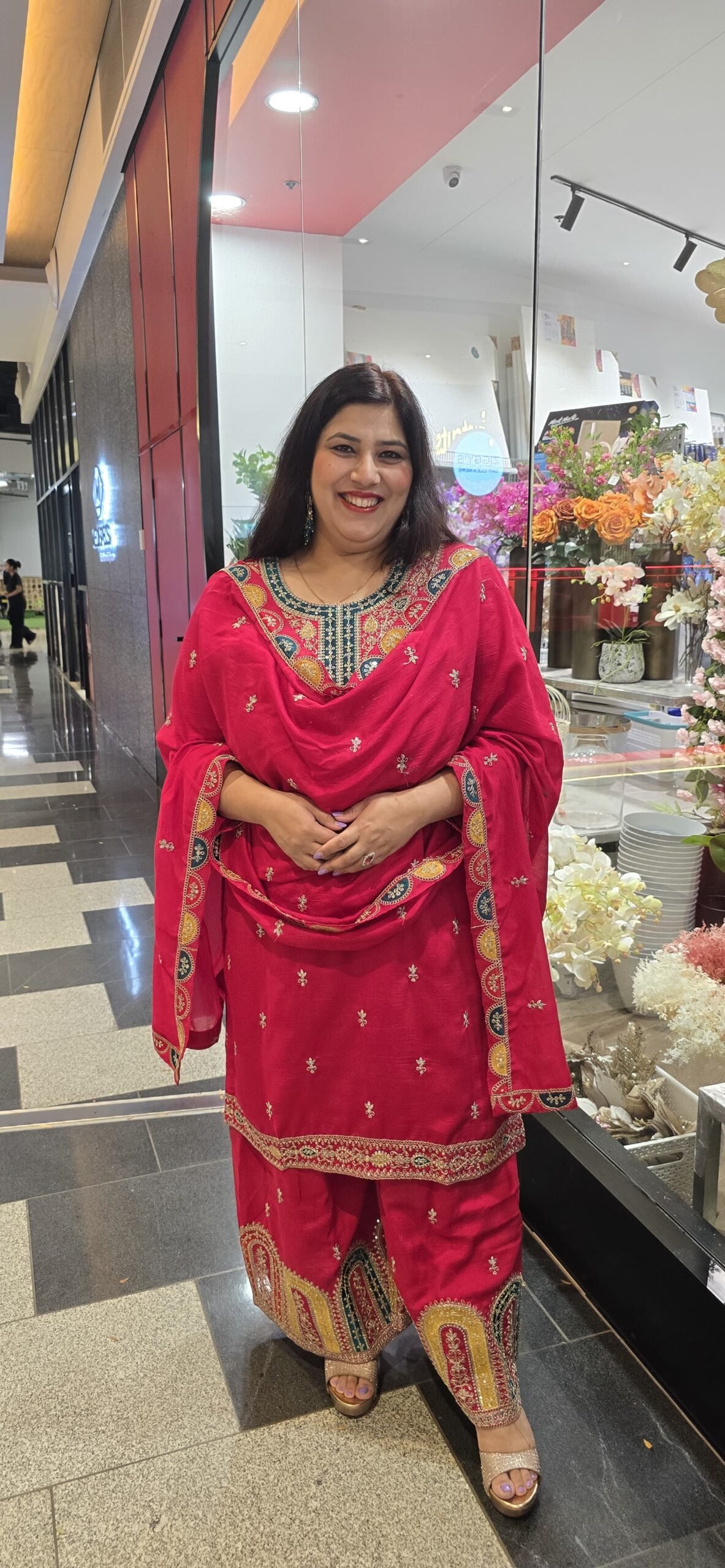 Hot Pink Chinnon Silk Garara Suit - Image 5