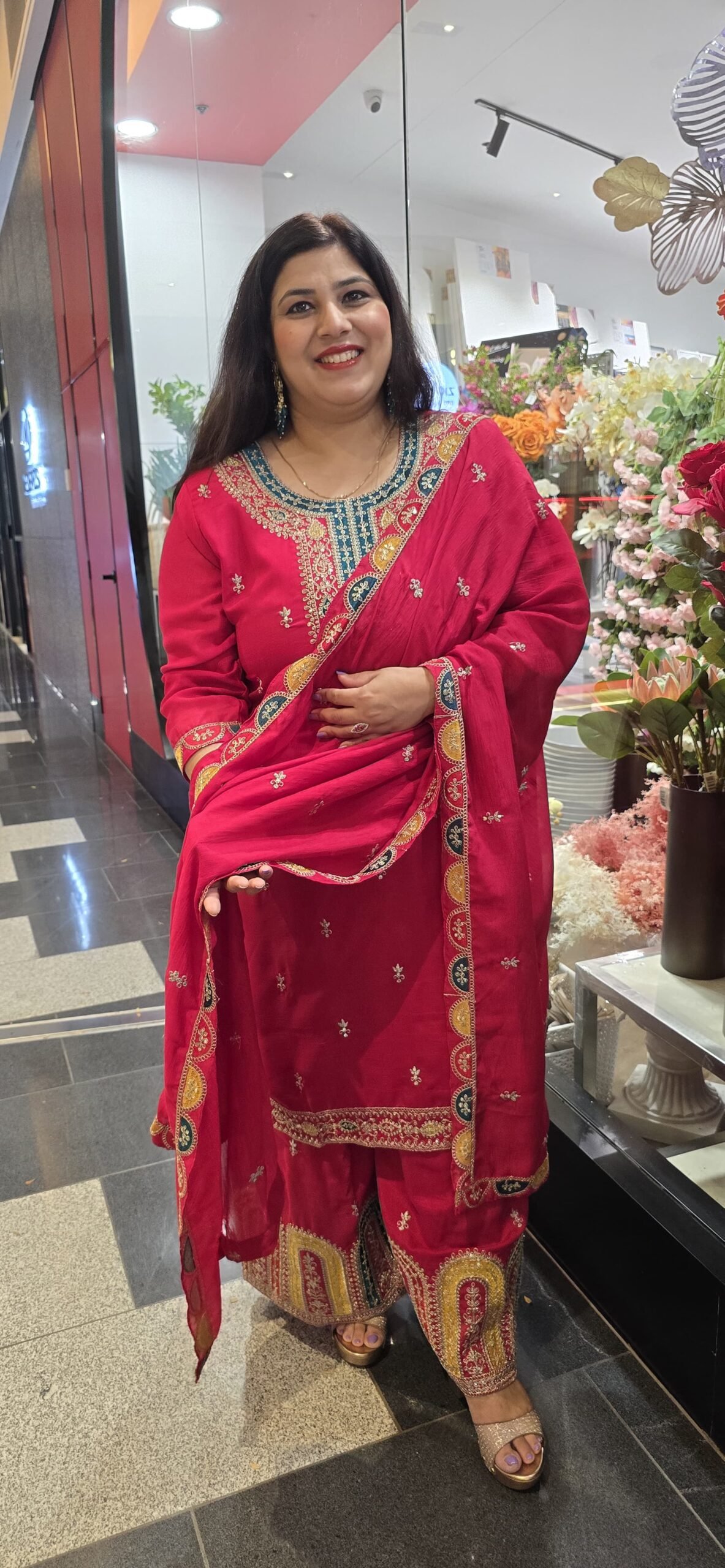 Hot Pink Chinnon Silk Garara Suit - Image 4