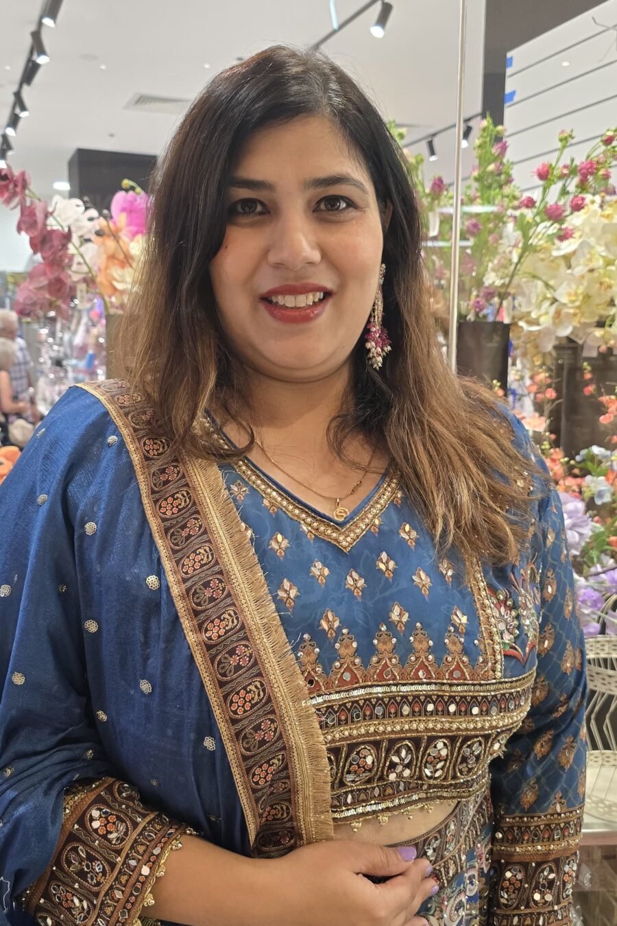Blue Crepe Silk Lehenga