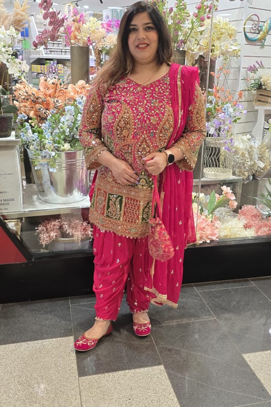 Hot pink Heavy Patiala Suit