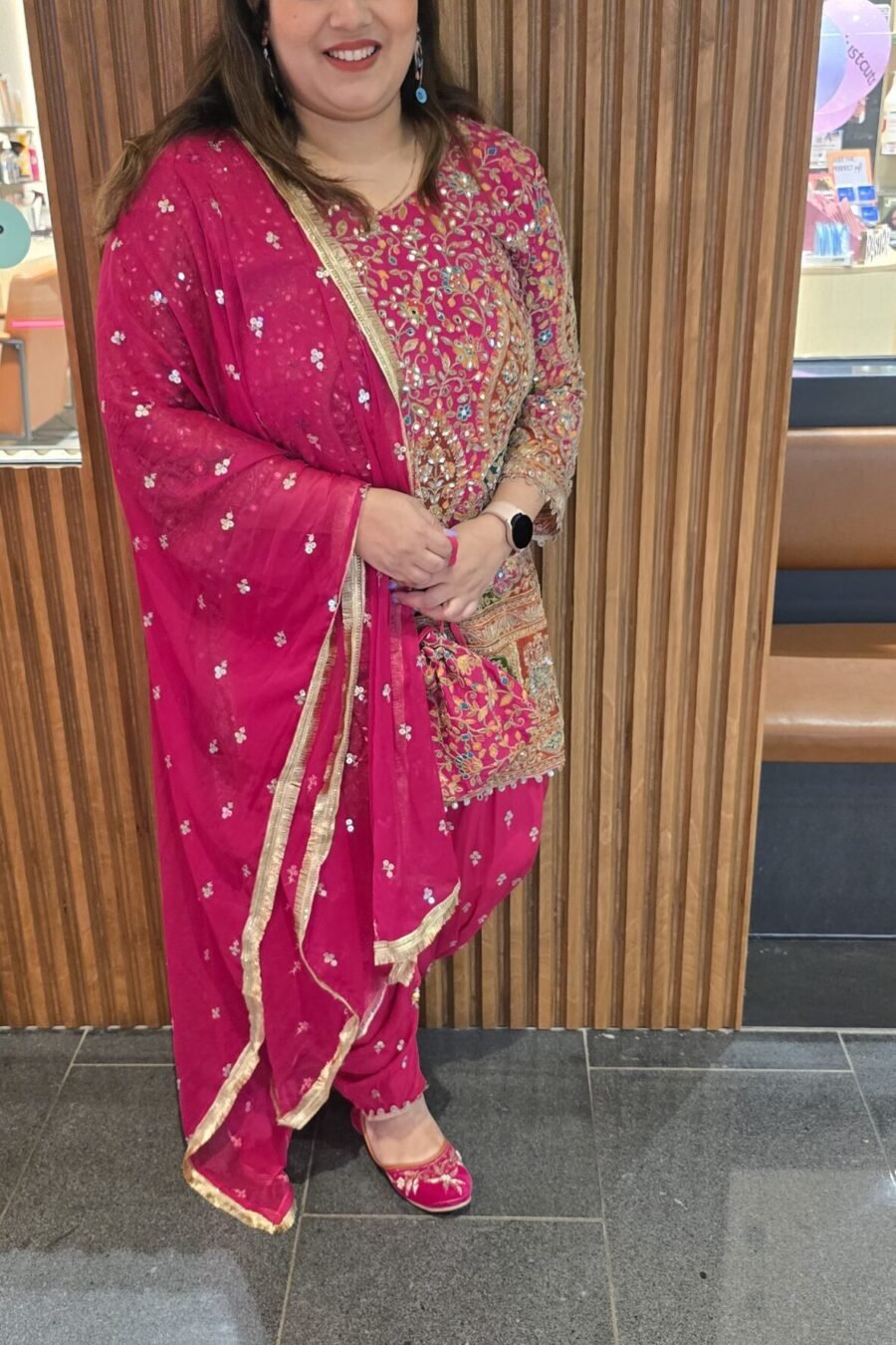 Hot pink Heavy Patiala Suit