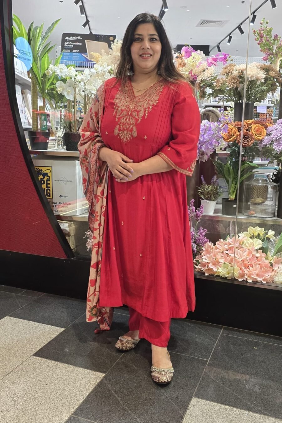 Red Maslin A Line Suit