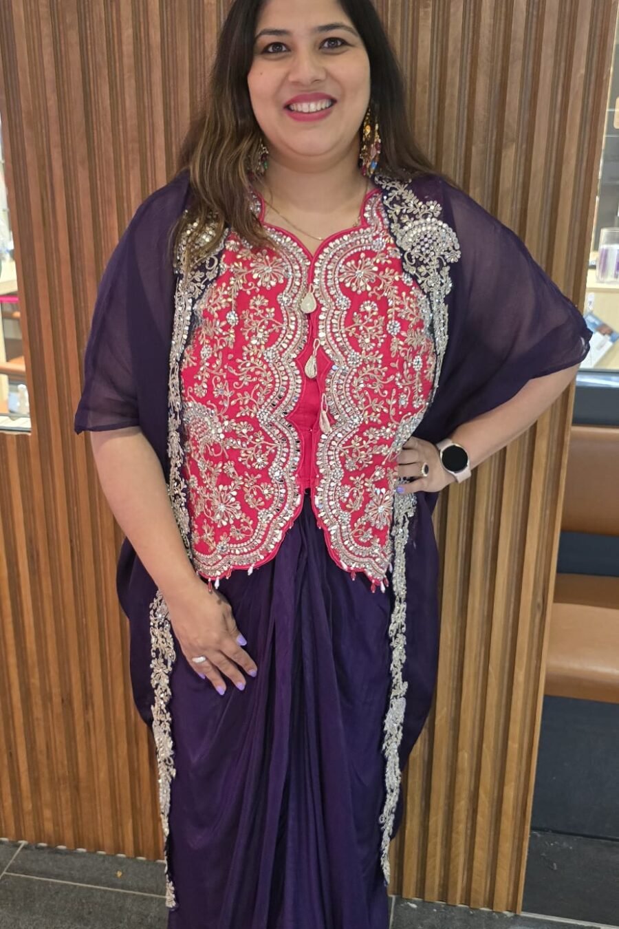 Purple Pink Contrast Indowestern