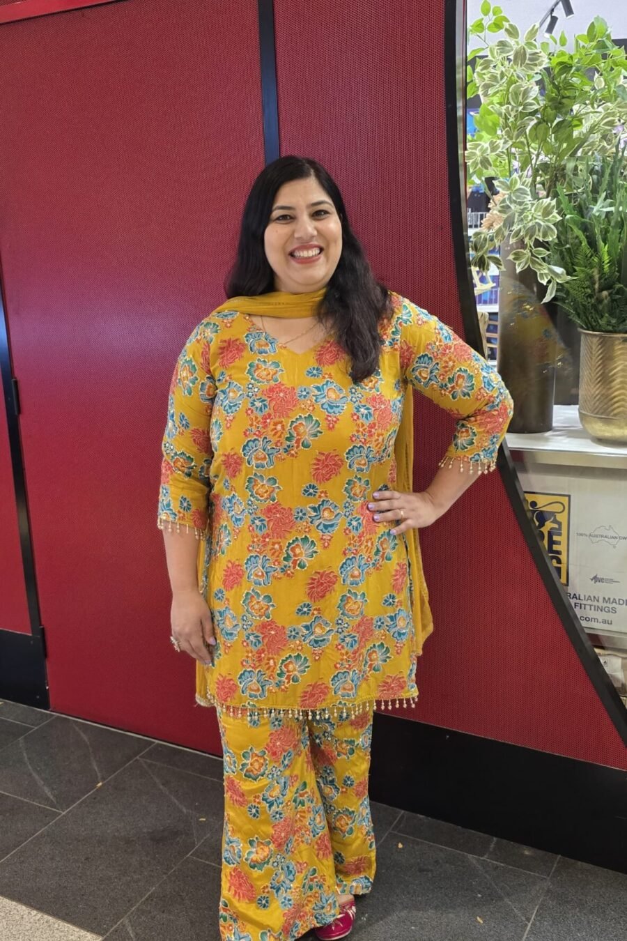 Pure Crepe Yellow Pallazo Suit