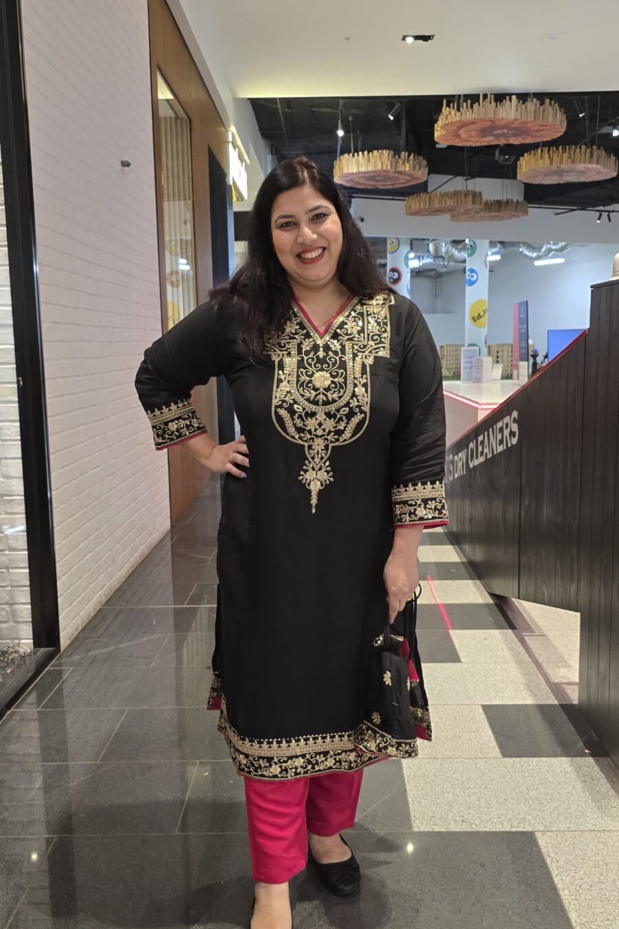 Black Cotton Silk 2pc Kurta Set