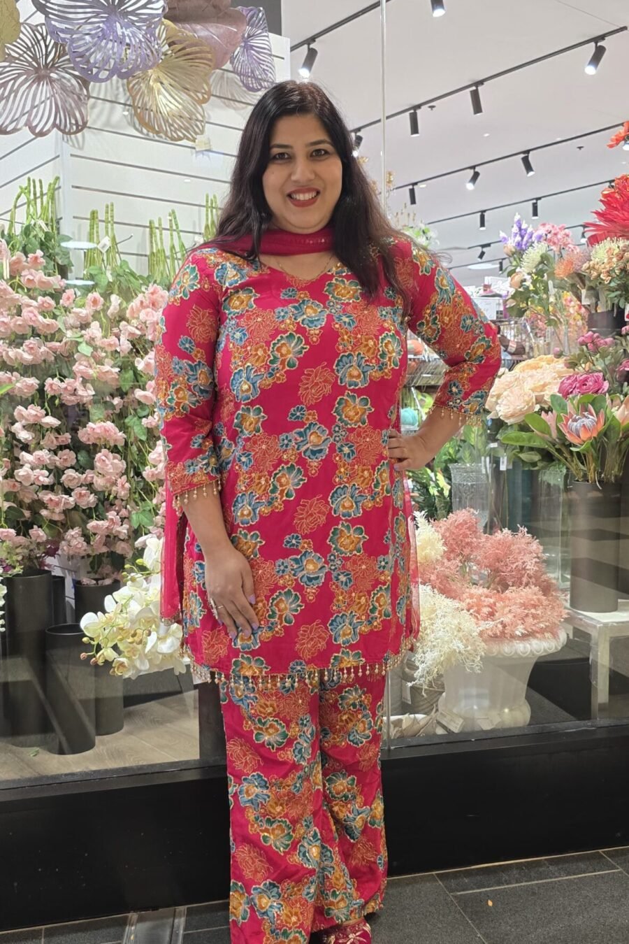 Pure Crepe Pink Pallazo Suit