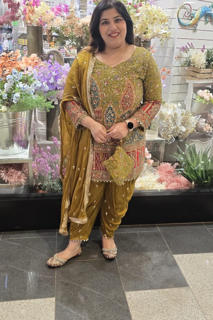 Mehndi Green Heavy Patiala Suit