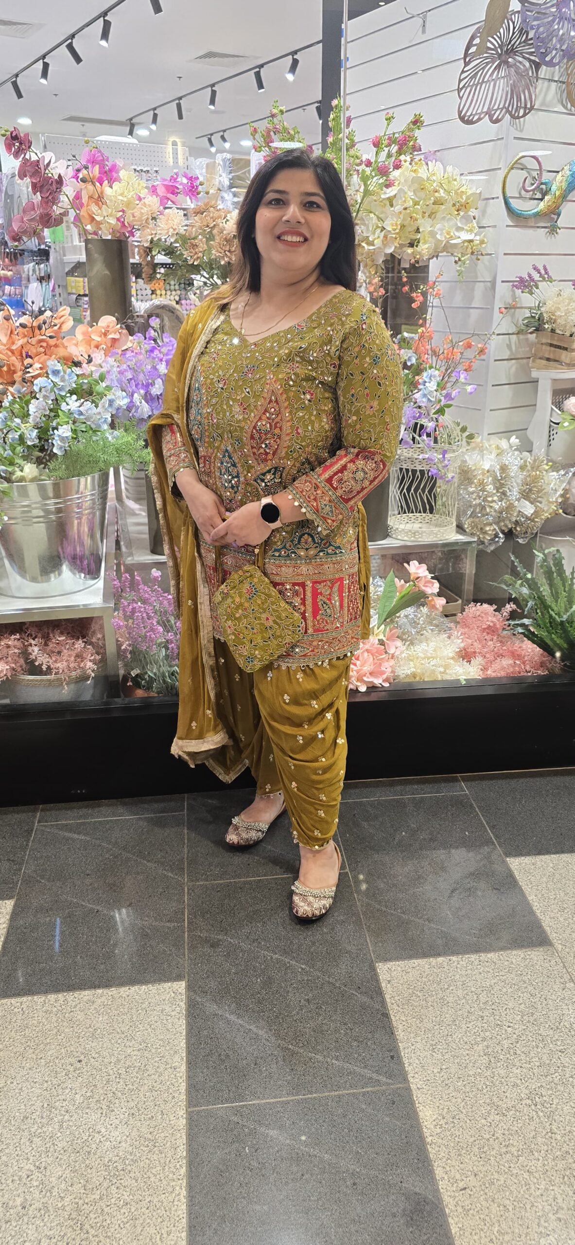 Mehndi Green Heavy Patiala Suit - Image 4