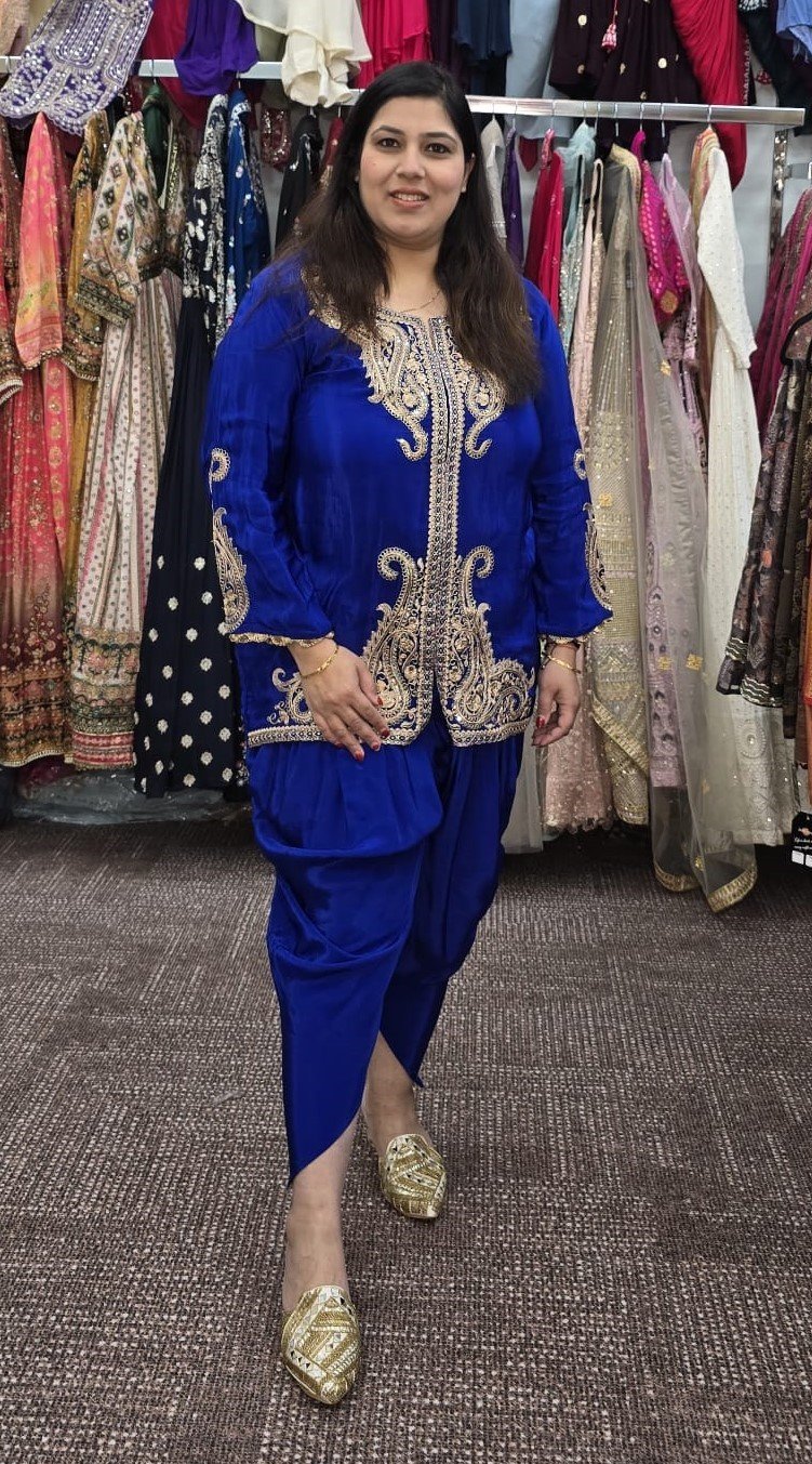 Royal Blue Chinnon Dhoti/Tulip Cord Set - Image 3