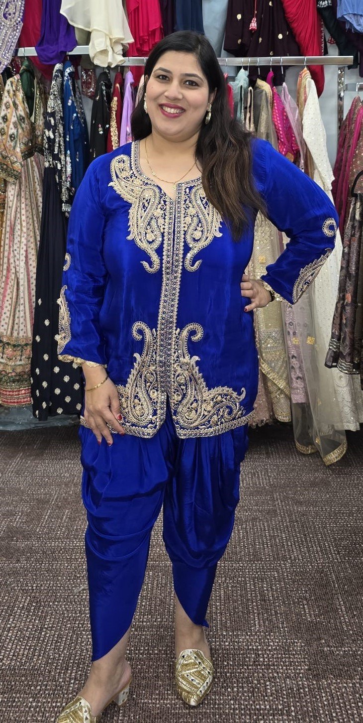 Royal Blue Chinnon Dhoti/Tulip Cord Set - Image 2