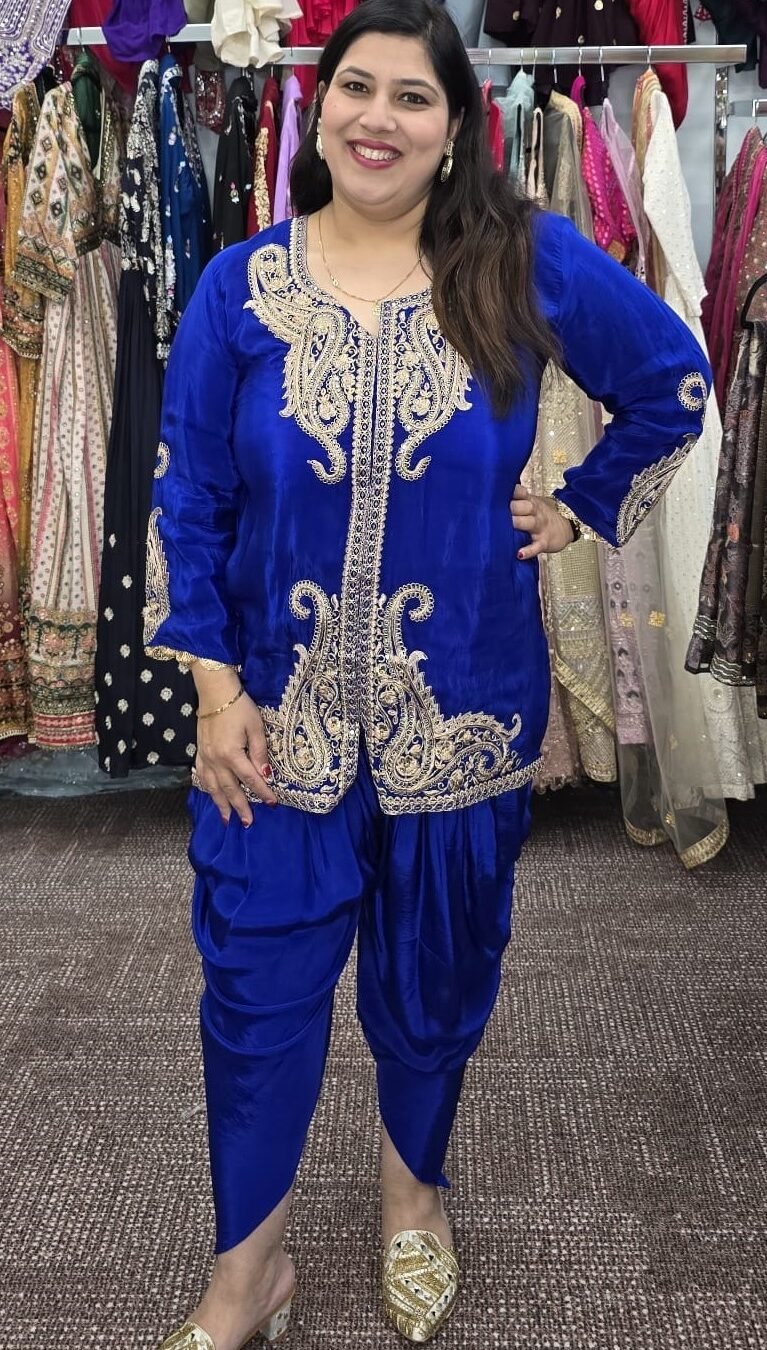 Royal Blue Chinnon Dhoti/Tulip Cord Set