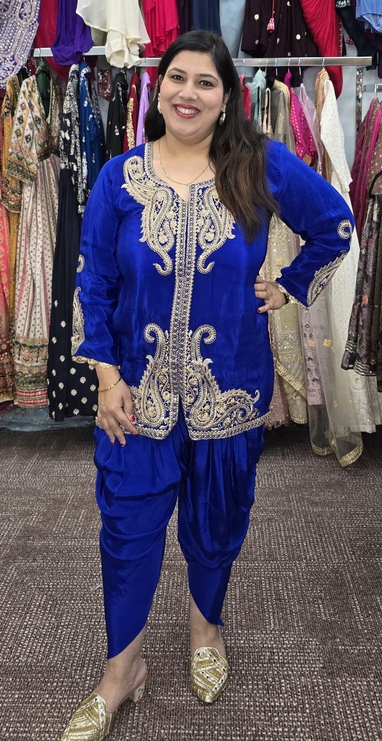 Royal Blue Chinnon Dhoti/Tulip Cord Set