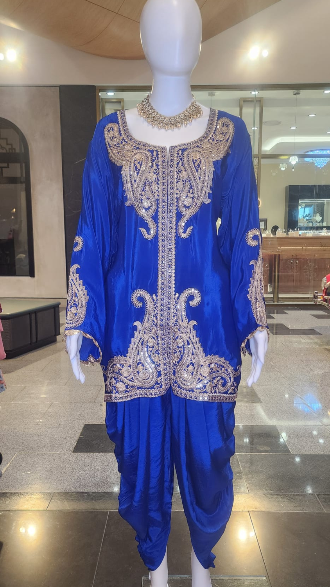 Royal Blue Chinnon Dhoti/Tulip Cord Set - Image 5