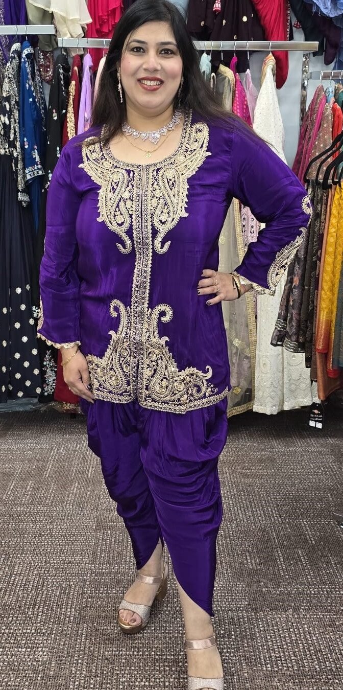 Purple Chinnon Dhoti/Tulip Cord Set