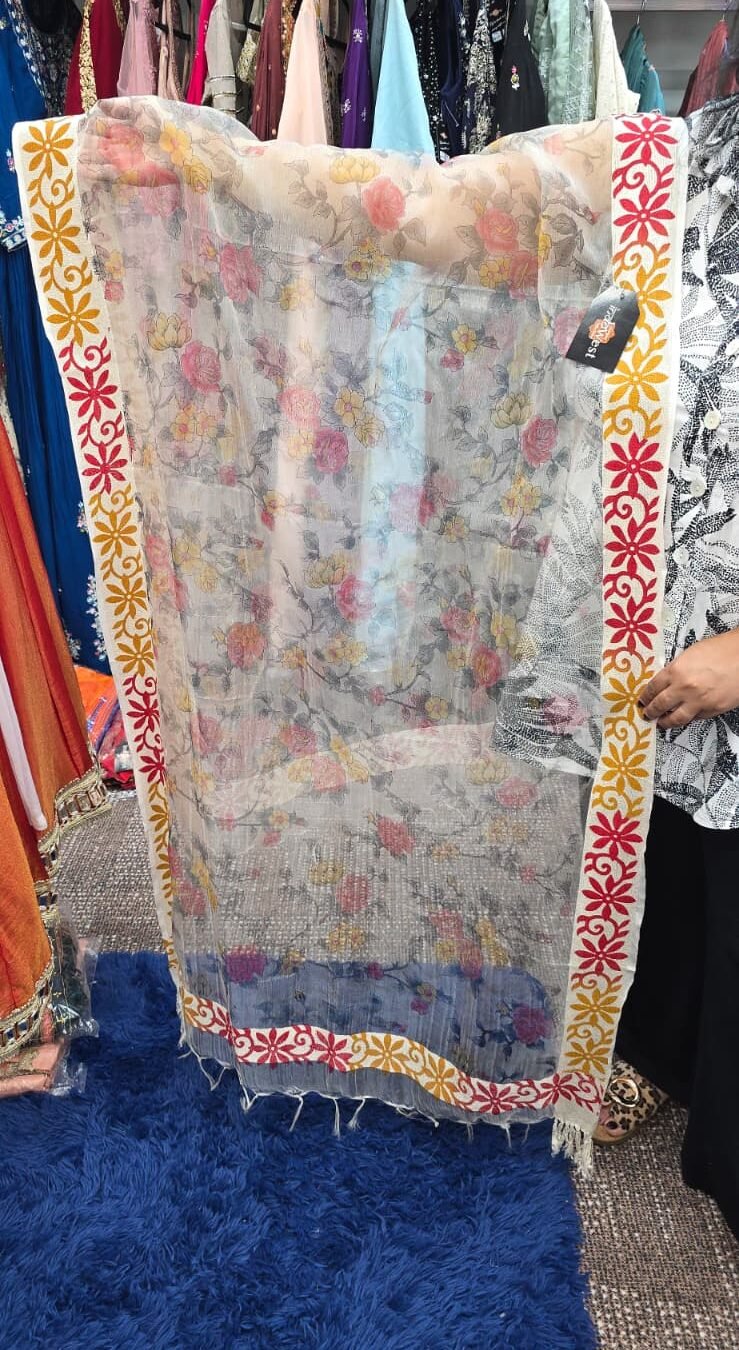 Floral Organza Dupatta