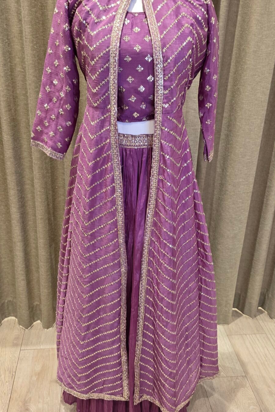 Purple Pink Indowestern Lehenga With Jacket