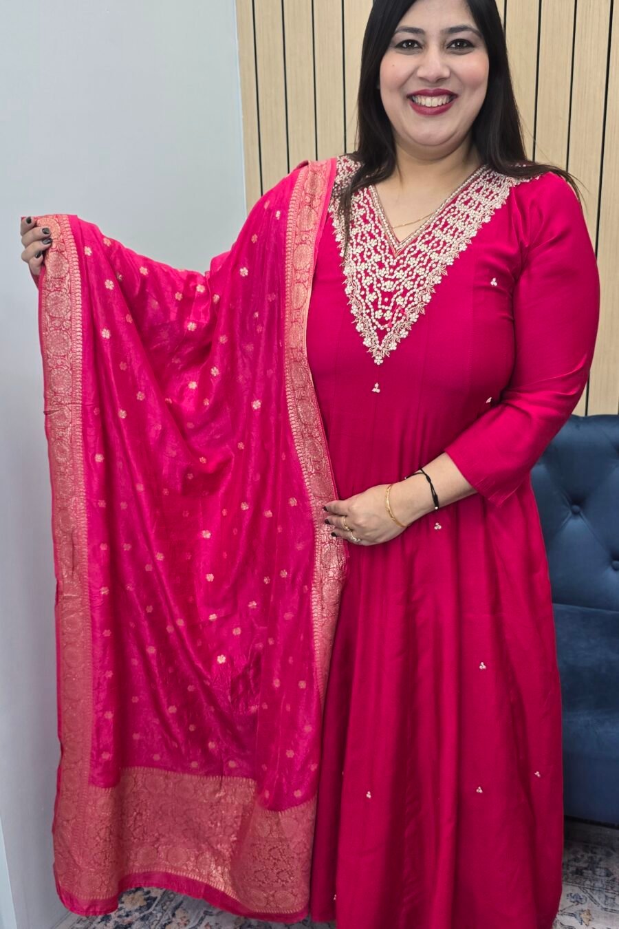 Cotton Silk Anarkali 3pc Suit