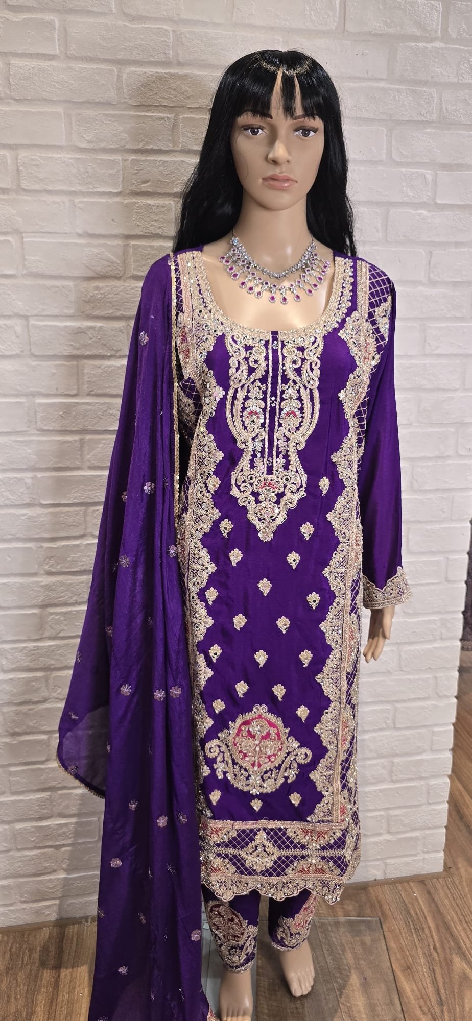 Navy & Teal Blue Heavy Stone Work Sharara - Image 4