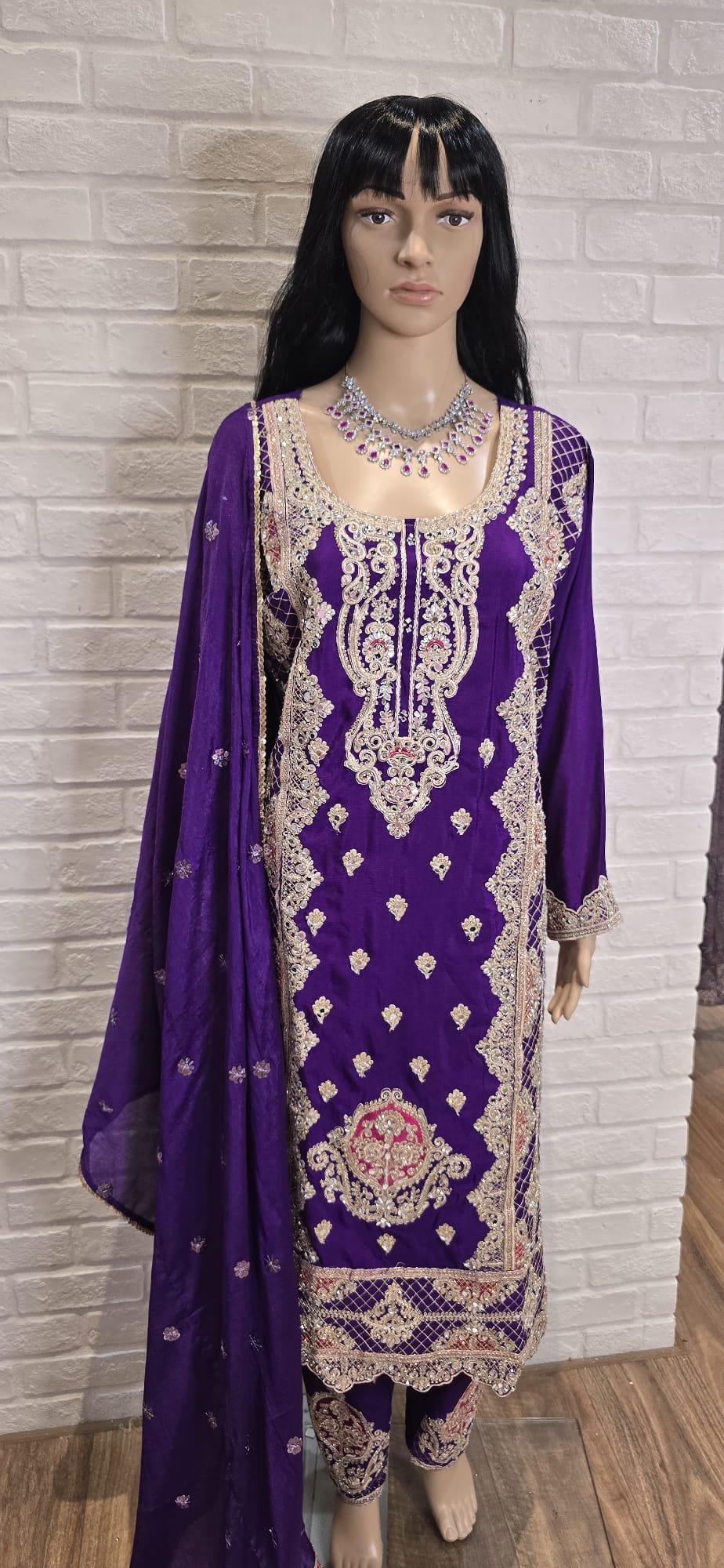 Navy & Teal Blue Heavy Stone Work Sharara - Image 3
