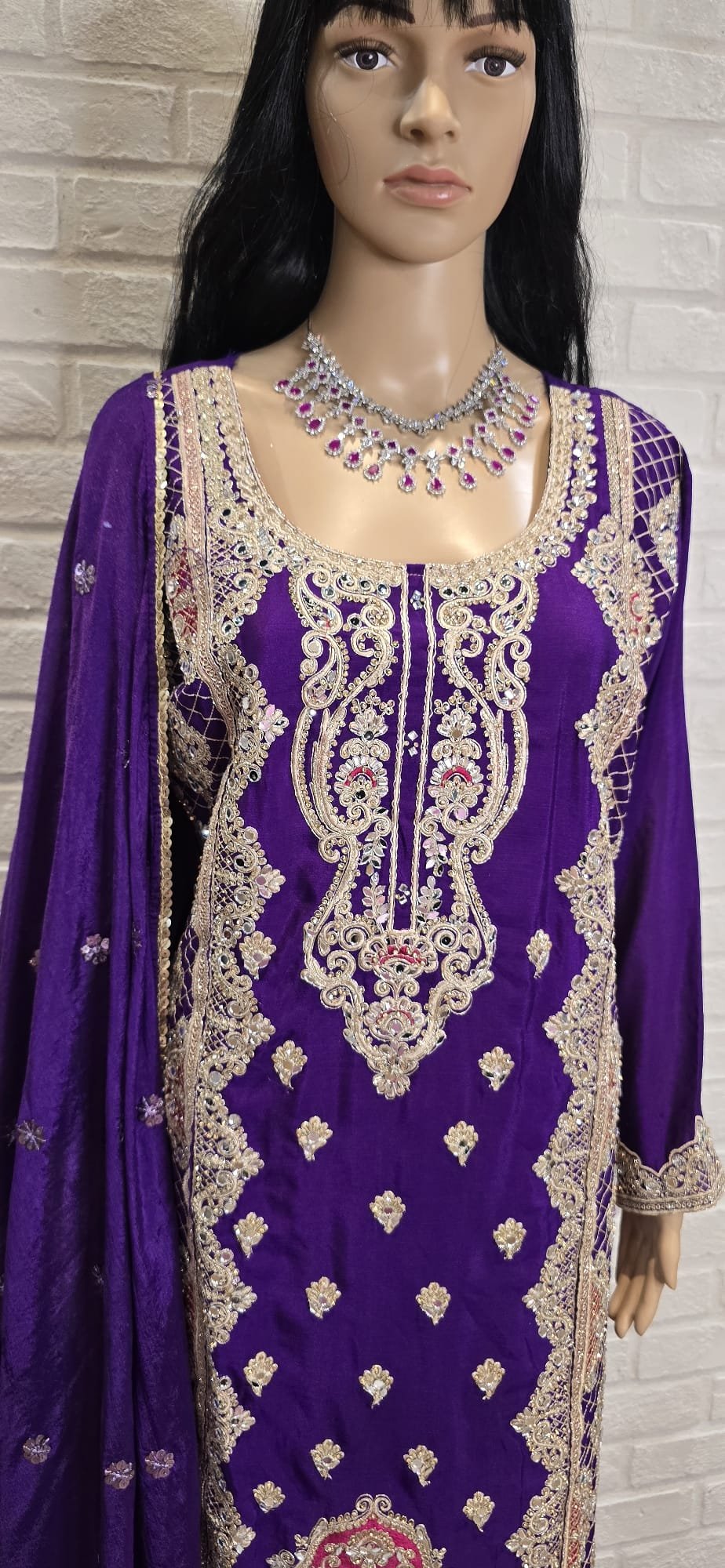 Navy & Teal Blue Heavy Stone Work Sharara - Image 2