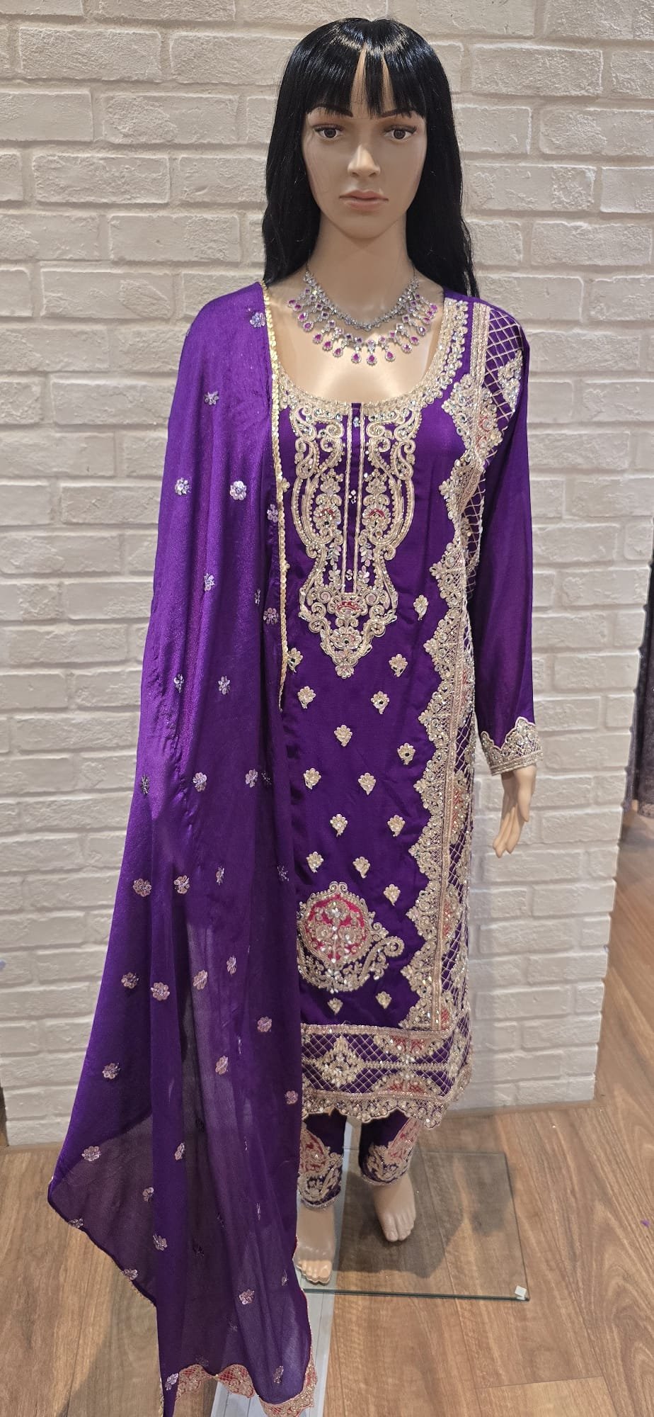 Navy & Teal Blue Heavy Stone Work Sharara