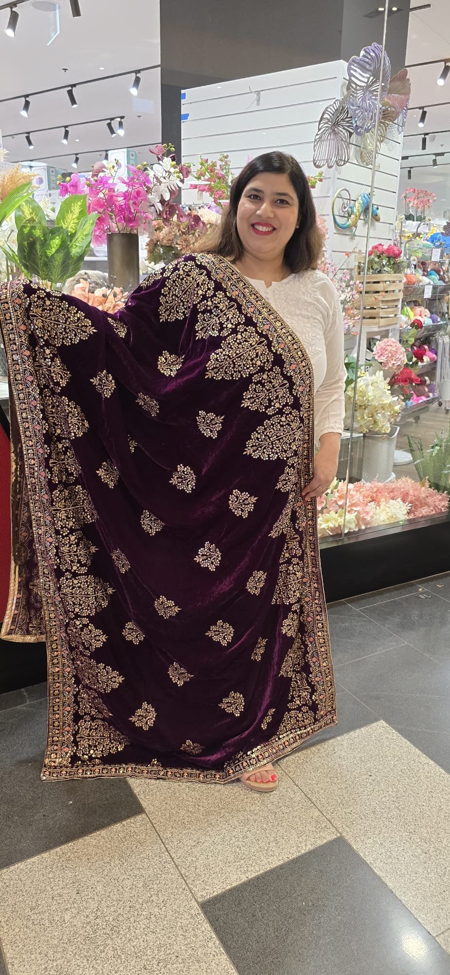 Heavy Wine Velvet Dupatta