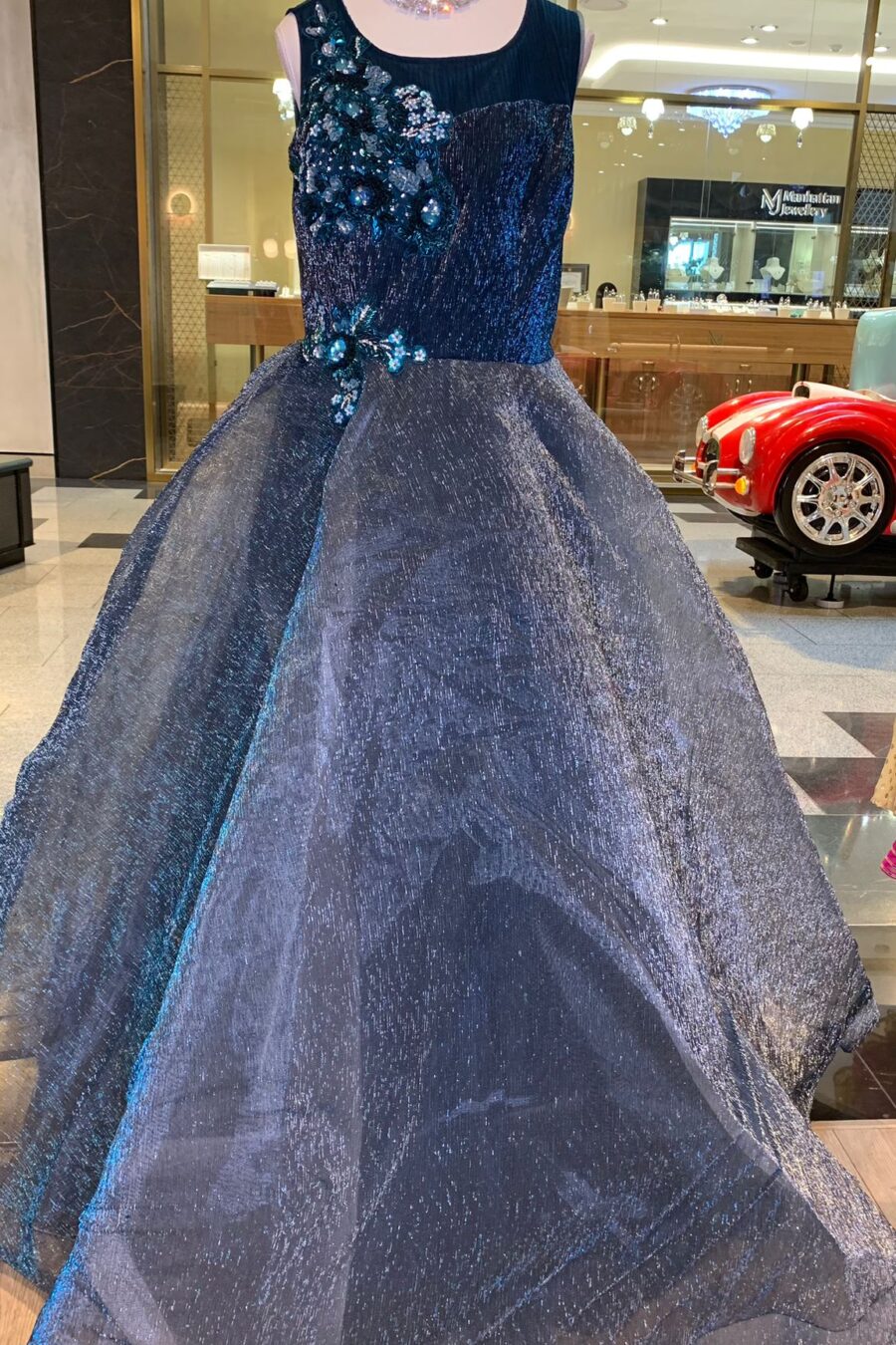 Peacock Blue Flairy Western Gown