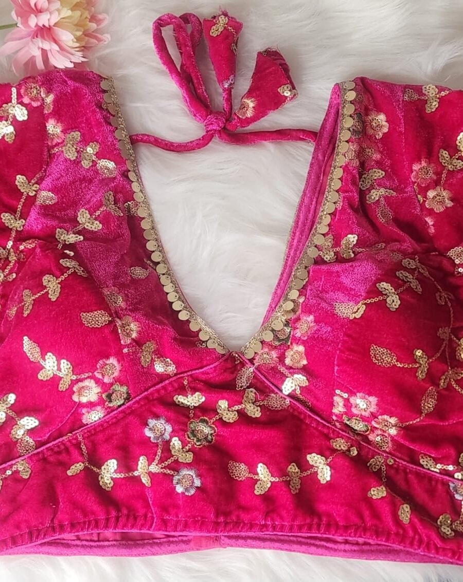 Hot Pink Velvet Blouse
