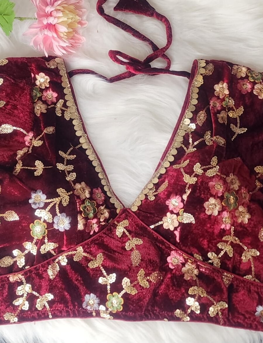 Maroon Velvet Blouse