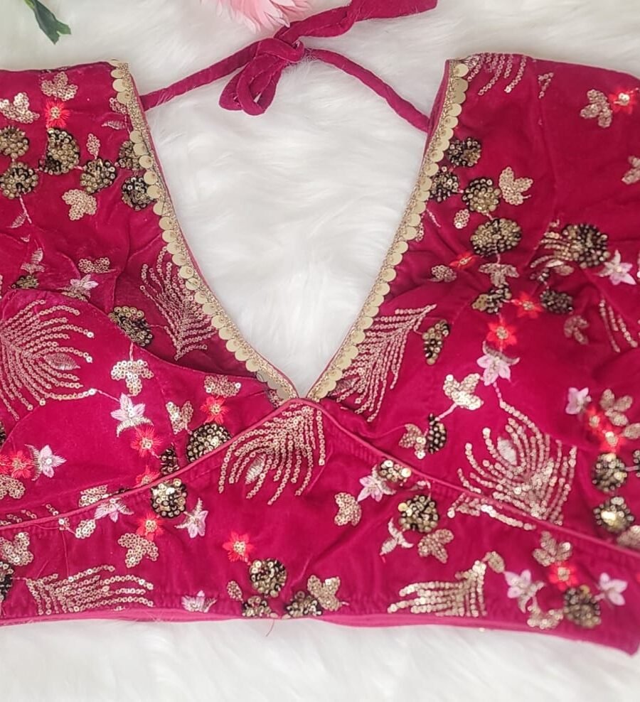 Hot Pink Velvet Blouse