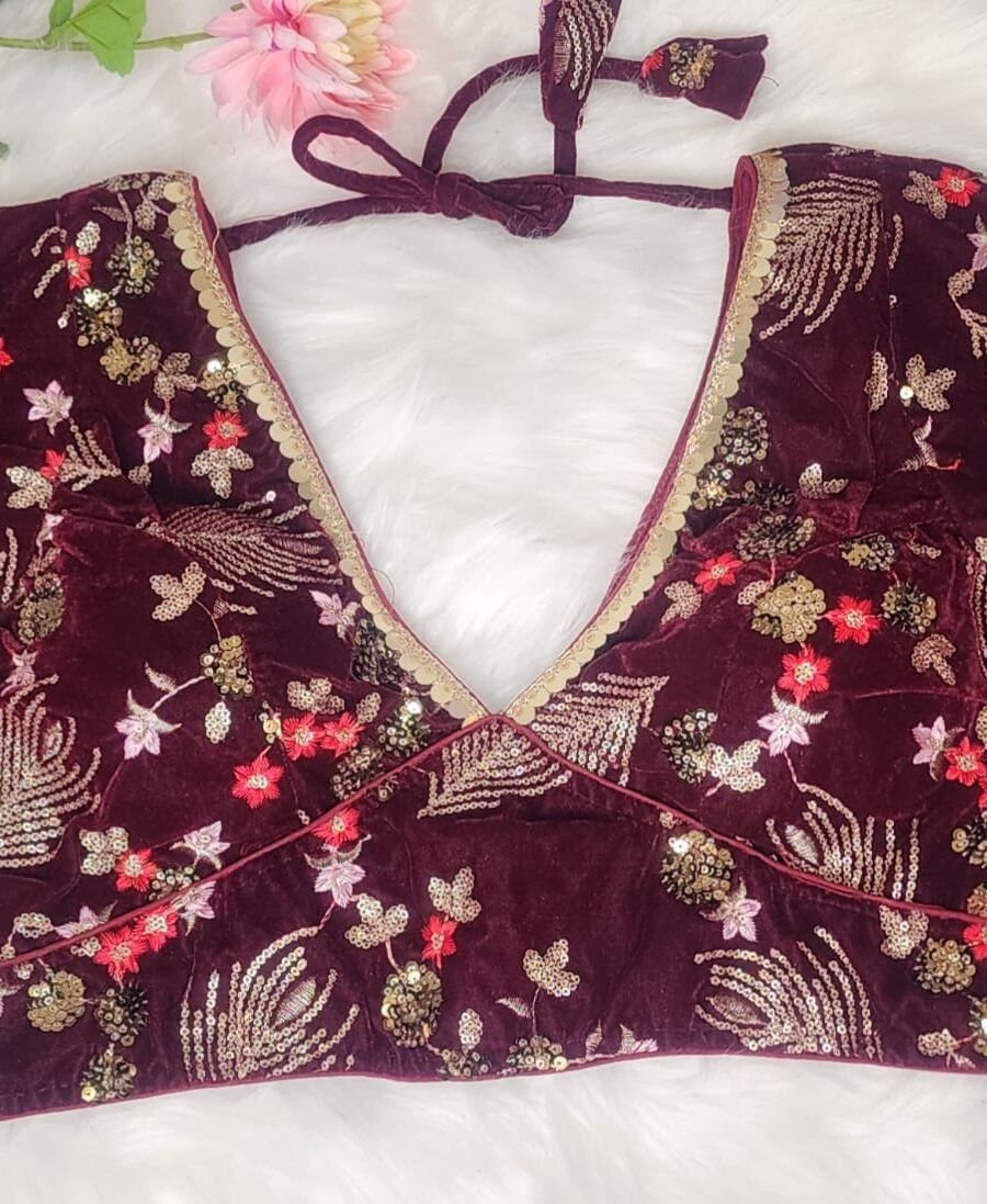 Maroon Velvet Blouse