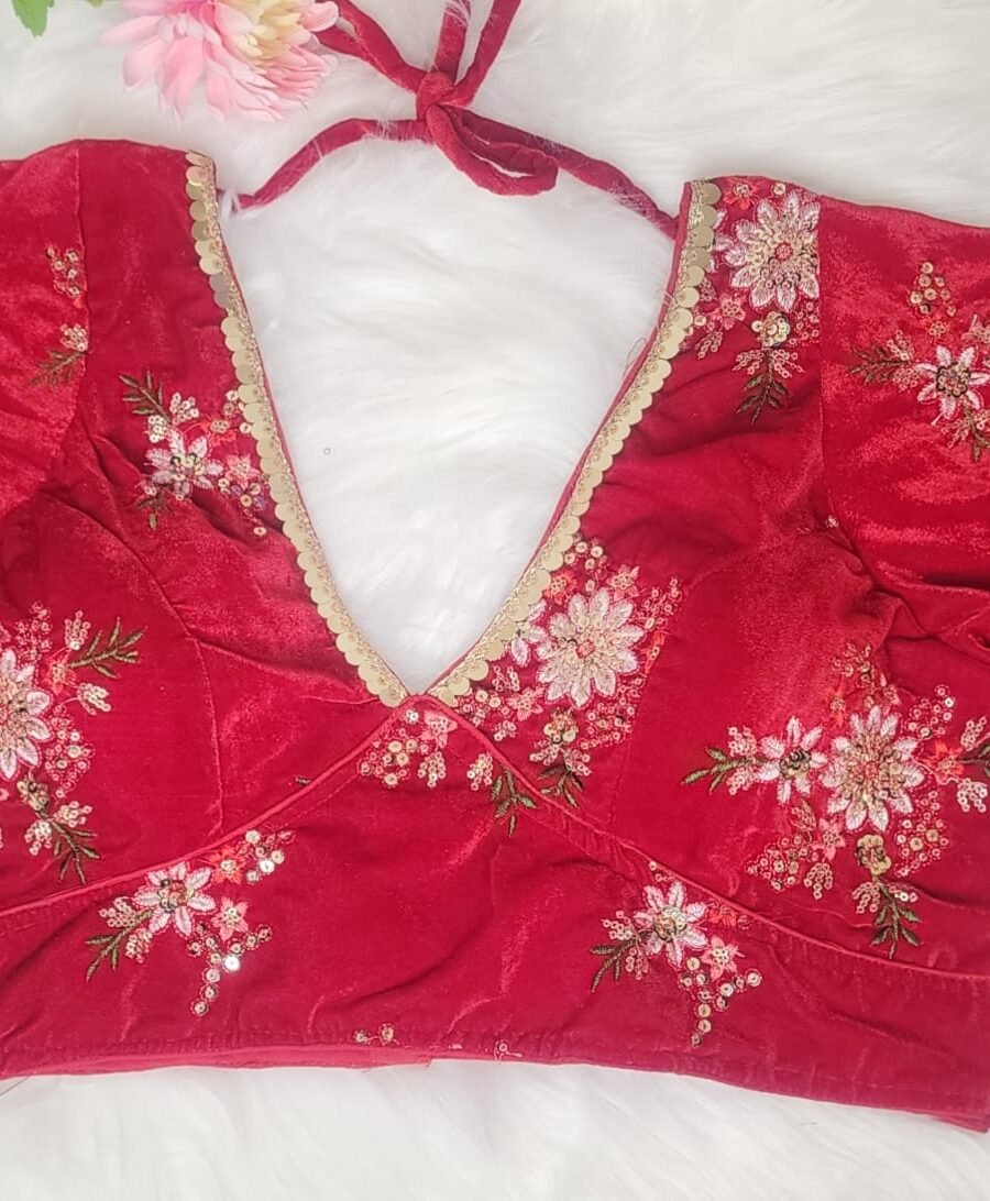 Hot Pink Velvet Blouse