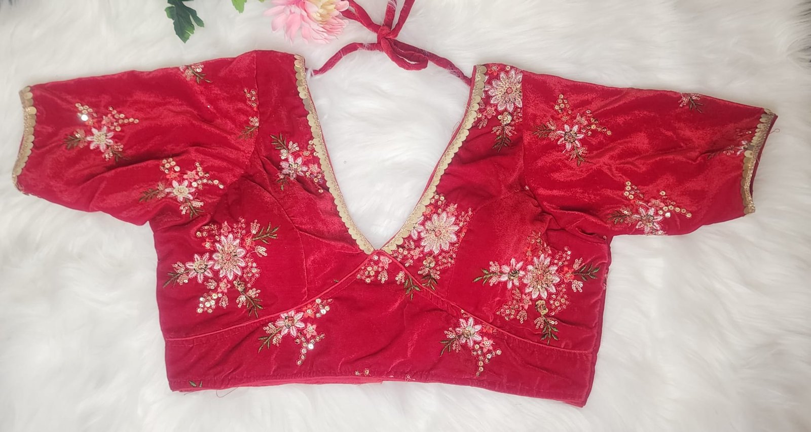 Hot Pink Velvet Blouse