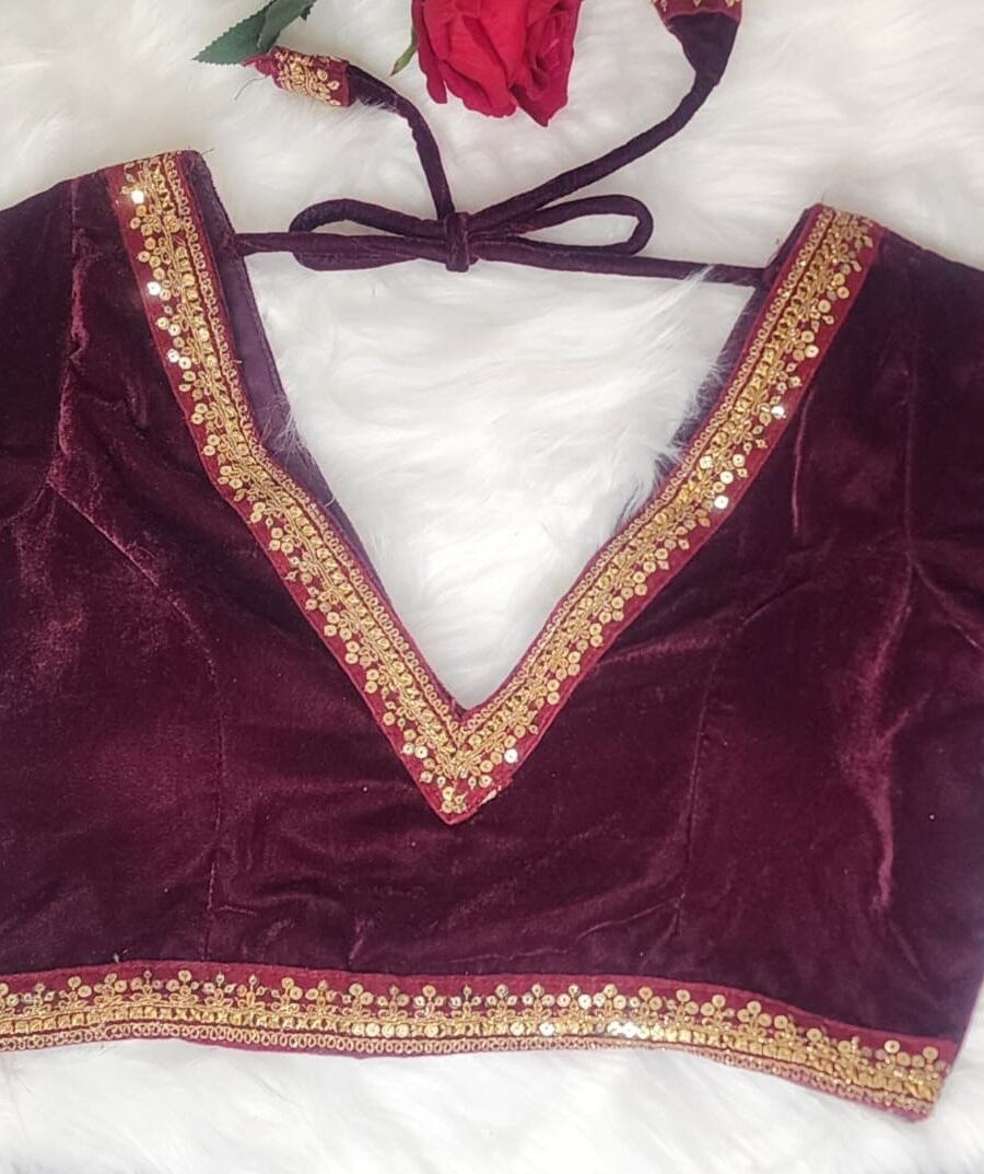 Maroon Velvet Blouse