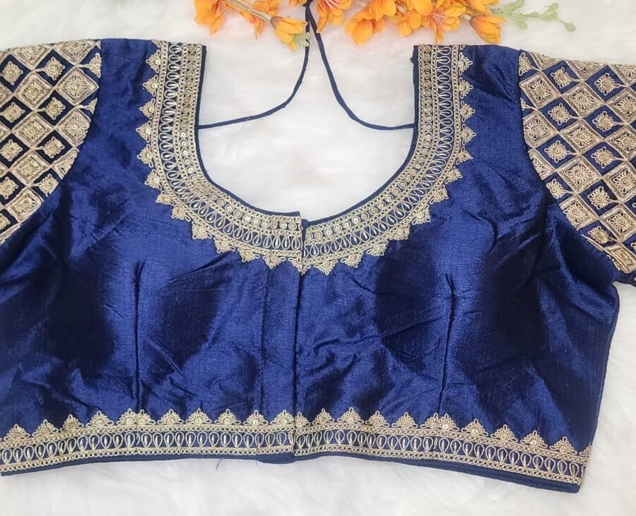 Royal Blue Plus Size Silk Blouse